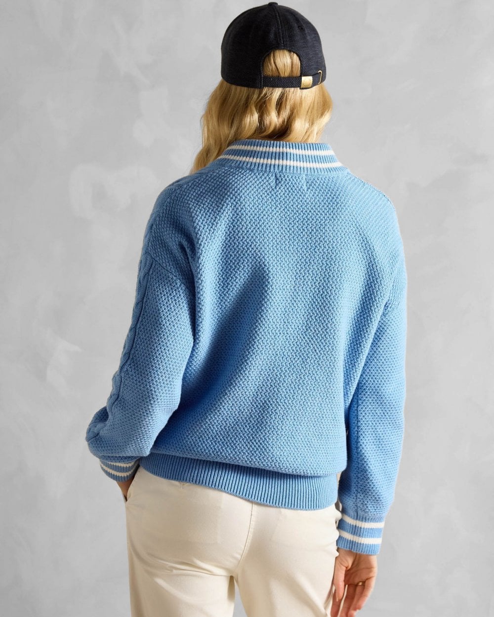 Joules Dibly Womens V-Neck Cable Knit Jumper