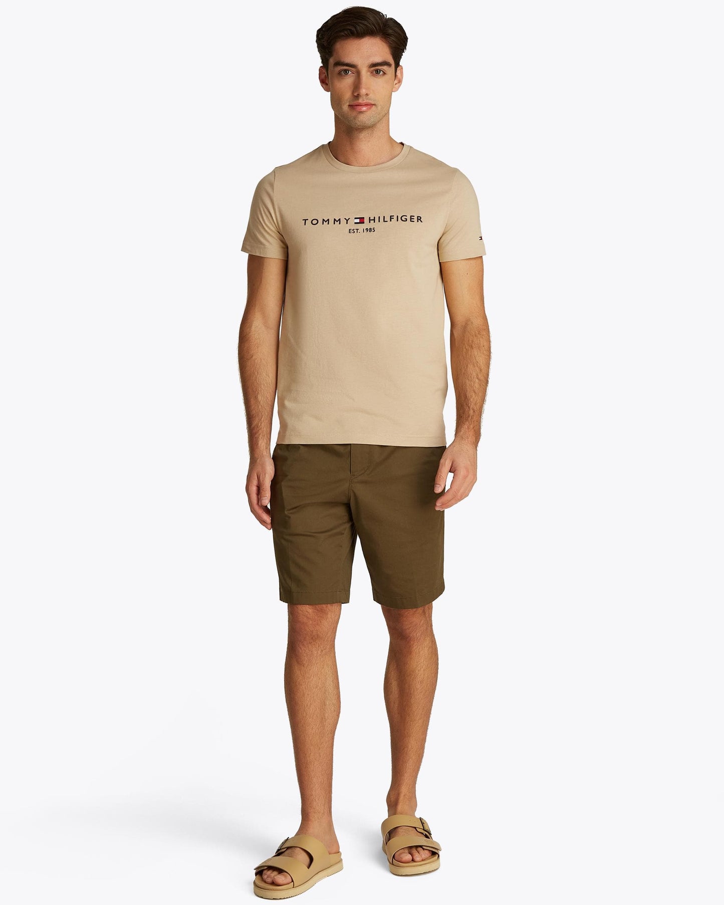 Tommy Hilfiger Tommy Logo Basic Mens T-Shirt - Sandalwood
