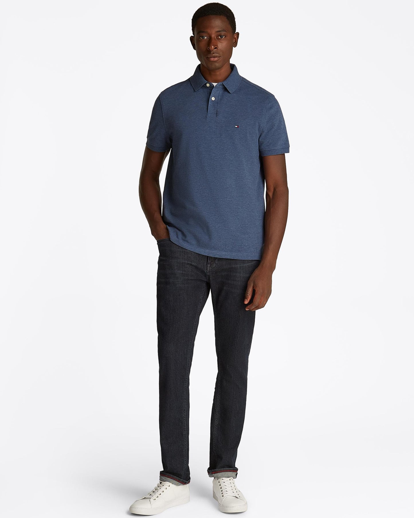 Tommy Hilfiger 1985 Regular Fit Mens Polo - Faded Indigo Heather