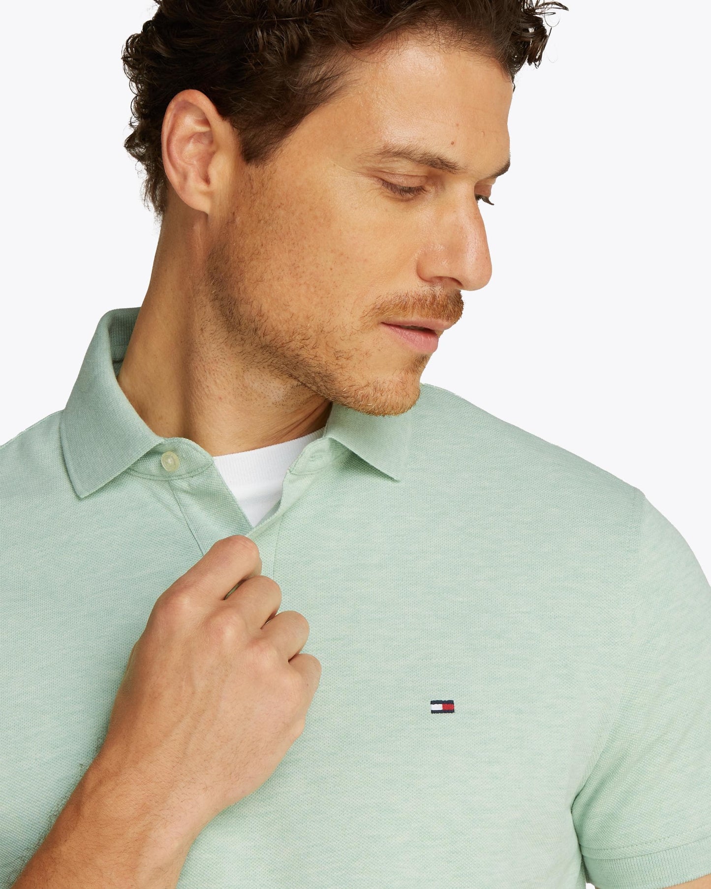 Tommy Hilfiger 1985 Regular Fit Mens Polo - Mint Gel Heather
