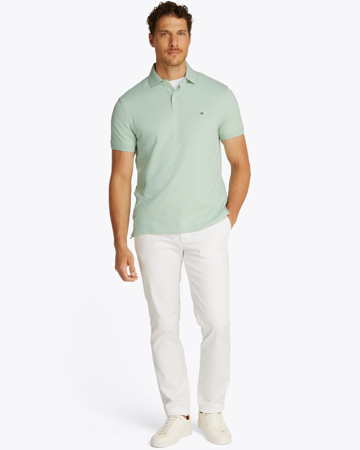 Tommy Hilfiger 1985 Regular Fit Mens Polo - Mint Gel Heather