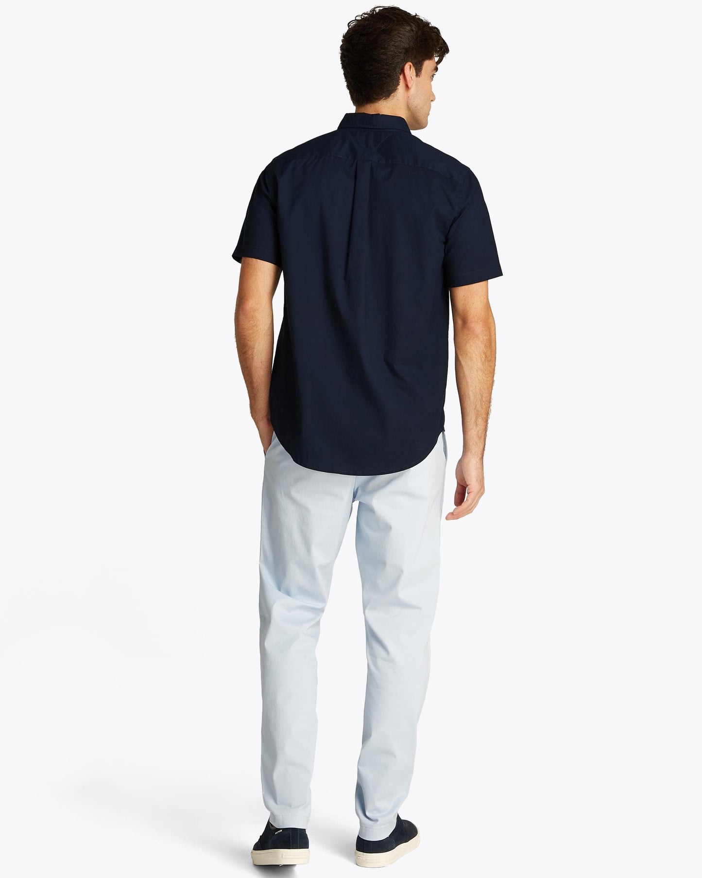 Tommy Hilfiger Flex Poplin Solid Short Sleeve Mens Shirt - Desert Sky
