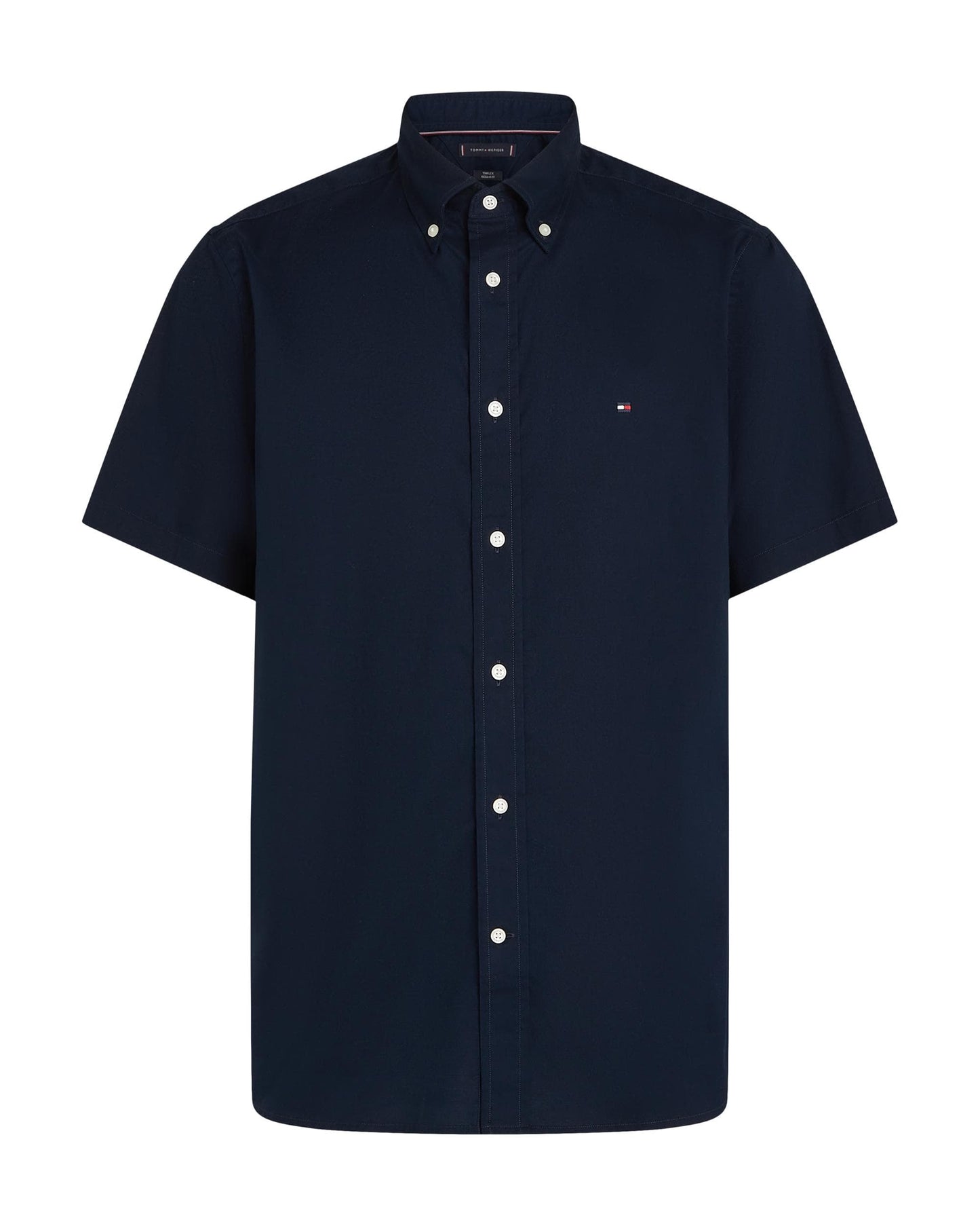 Tommy Hilfiger Flex Poplin Solid Short Sleeve Mens Shirt - Desert Sky
