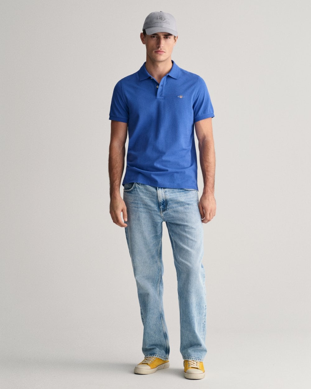 GANT Mens Regular Fit Short Sleeve Shield Logo Pique Polo - 407 Rich Blue