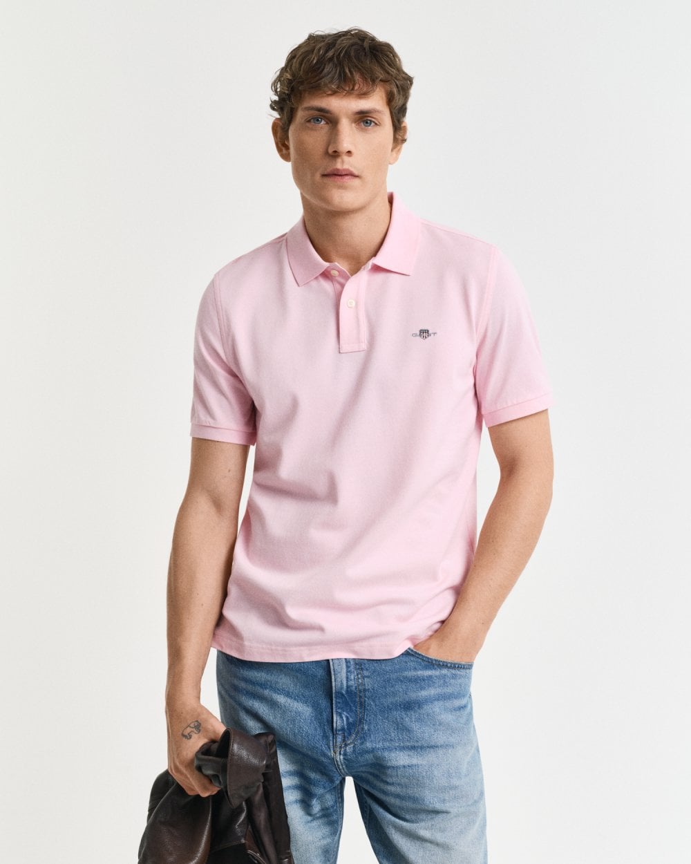GANT Mens Regular Fit Short Sleeve Shield Logo Pique Polo - 637 California Pink