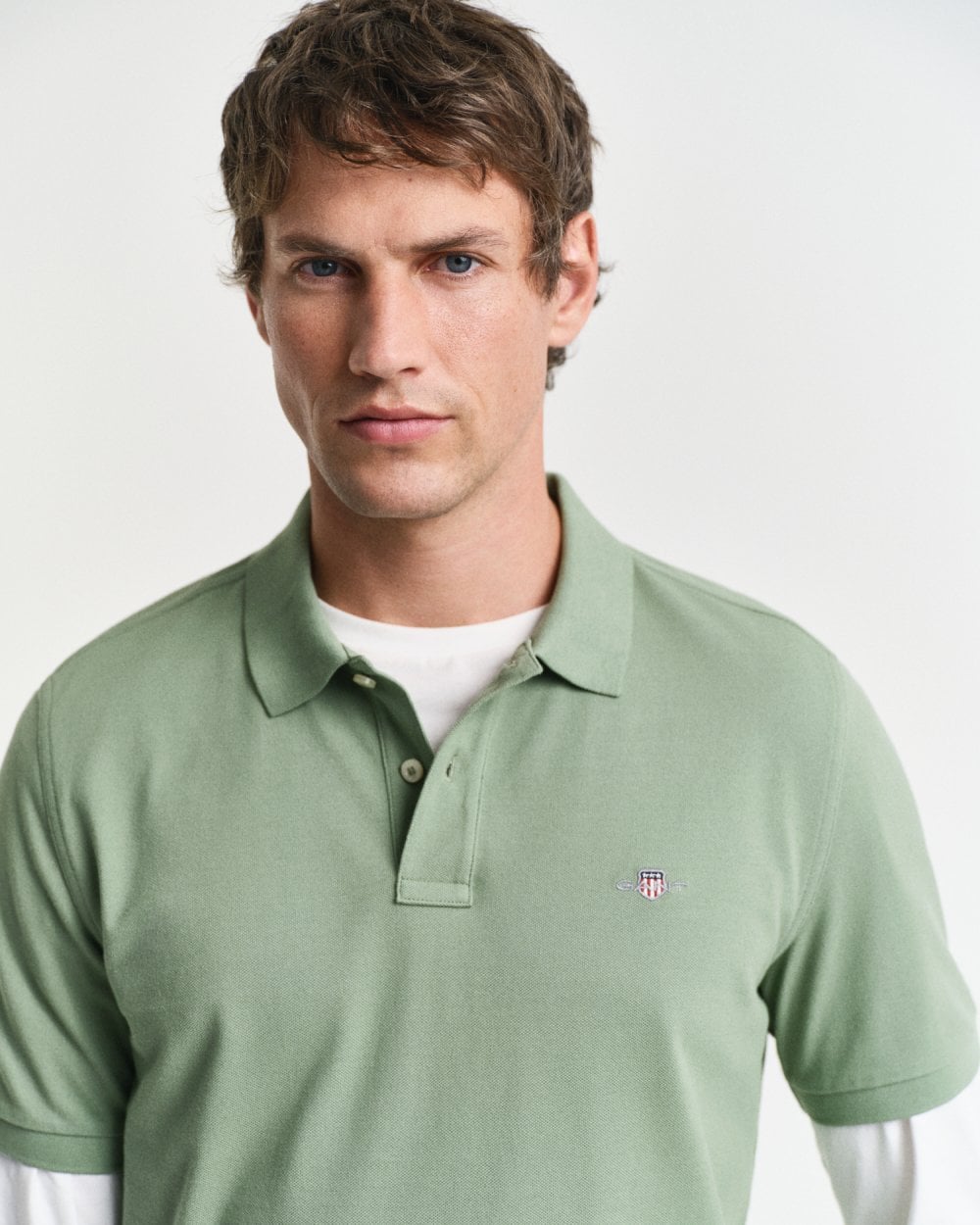 GANT Mens Regular Fit Short Sleeve Shield Logo Pique Polo - 362 Kalamata Green