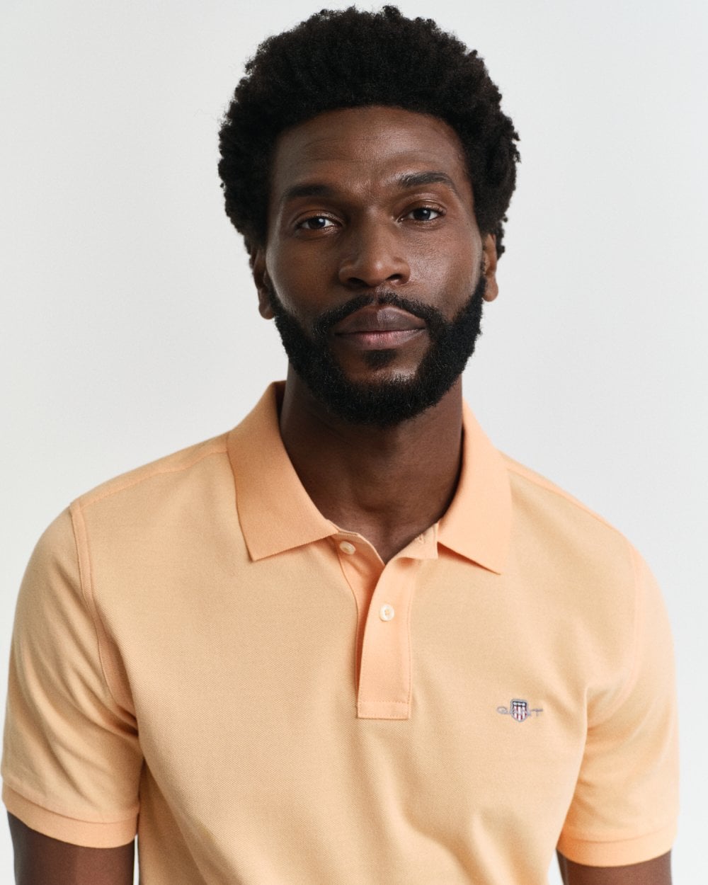 GANT Mens Regular Fit Short Sleeve Shield Logo Pique Polo - 848 Peachy Orange