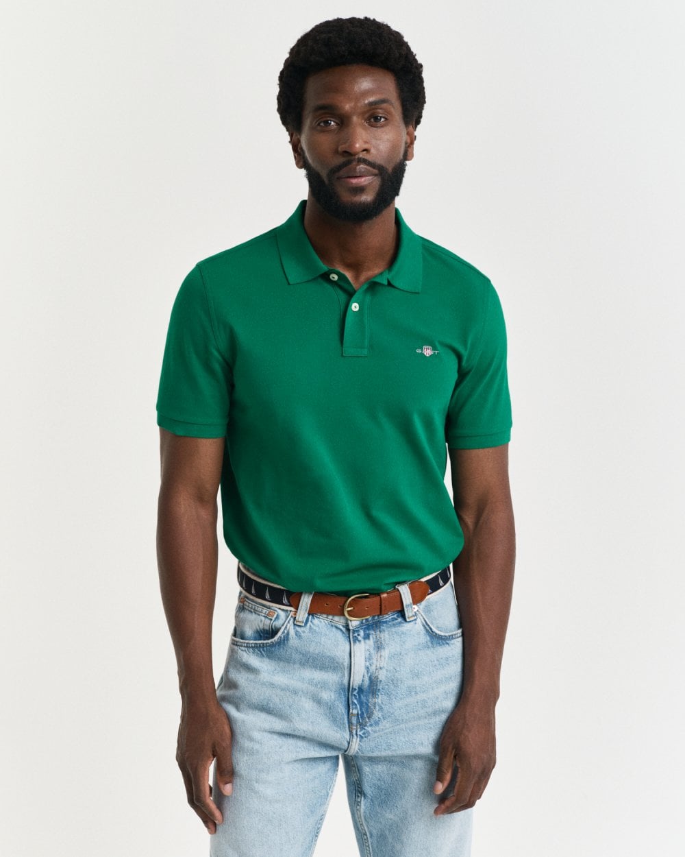 GANT Mens Regular Fit Short Sleeve Shield Logo Pique Polo - 322 Deep Green