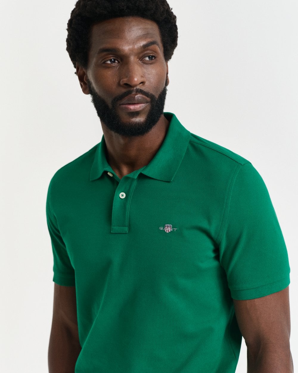 GANT Mens Regular Fit Short Sleeve Shield Logo Pique Polo - 322 Deep Green