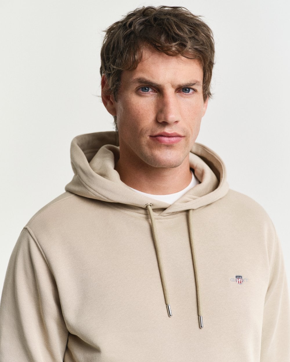 GANT Mens Regular Fit Shield Logo Pullover Hoodie - 277 Dry Sand