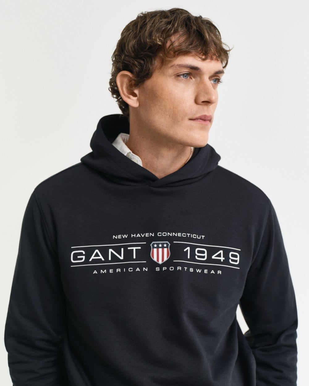GANT Mens Pullover Graphic Hoodie - 5 Black