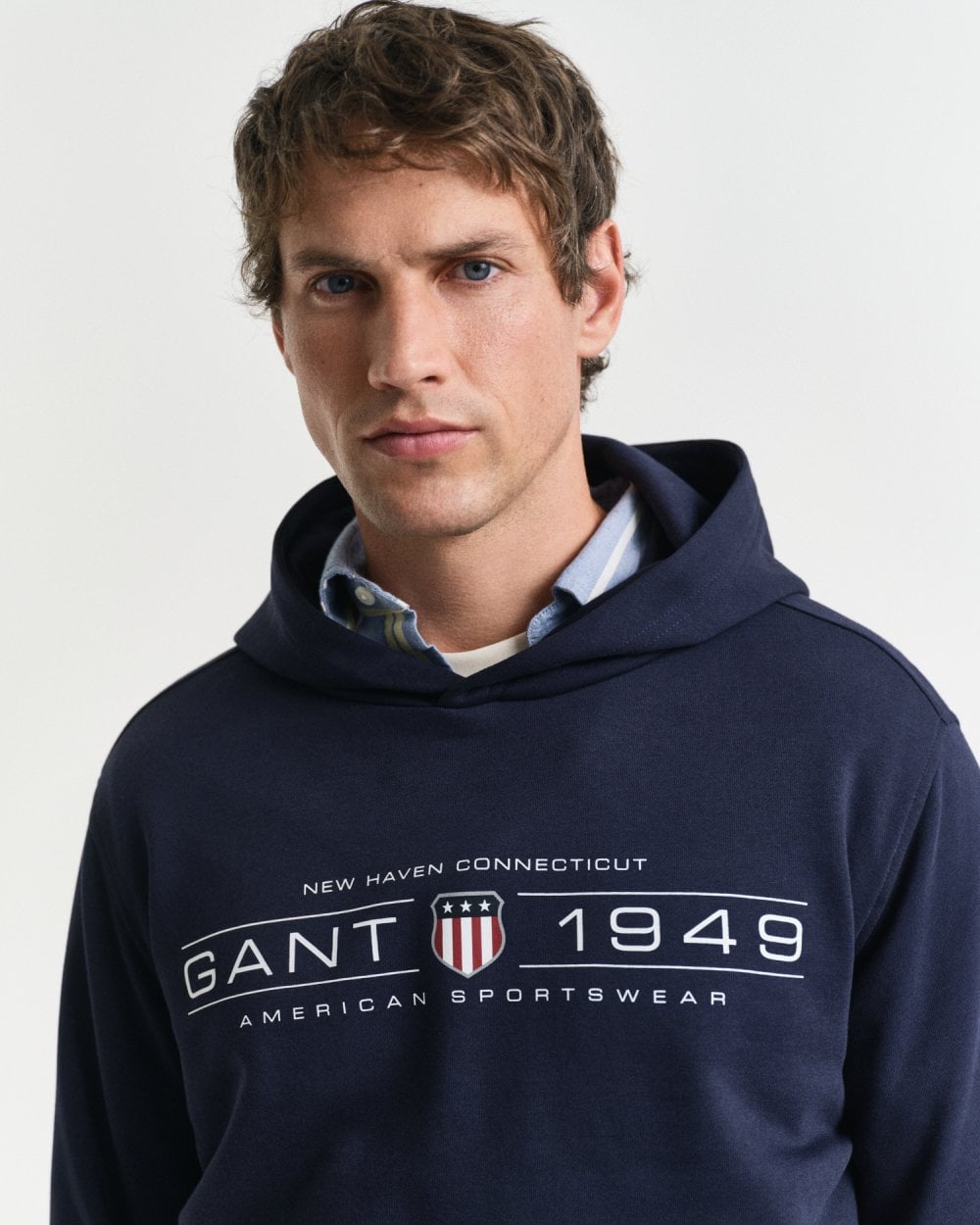 GANT Mens Pullover Graphic Hoodie - 433 Evening Blue