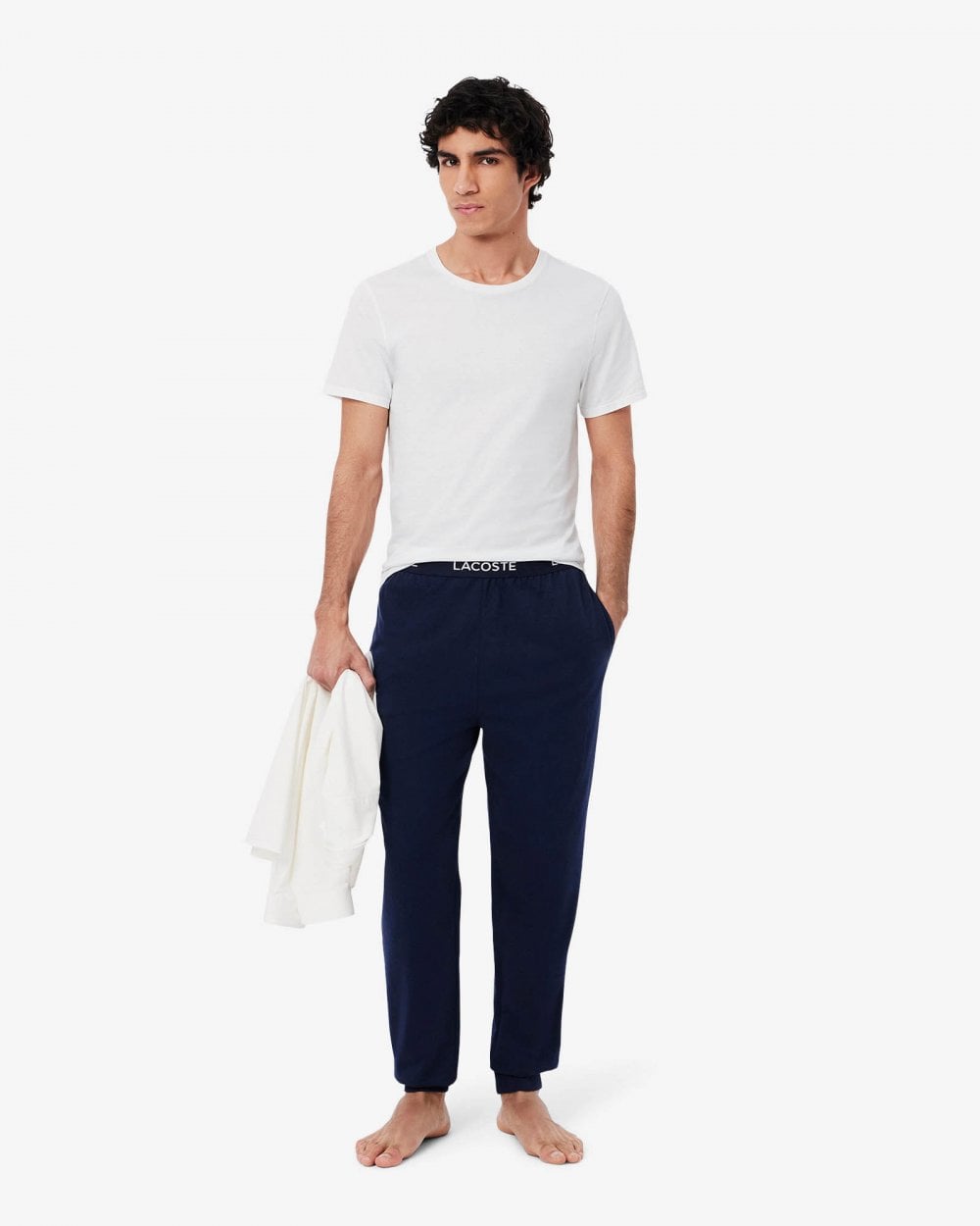 Lacoste Mens 3-Pack Plain Mens T-Shirts - White/Silver Chine-Black BXY