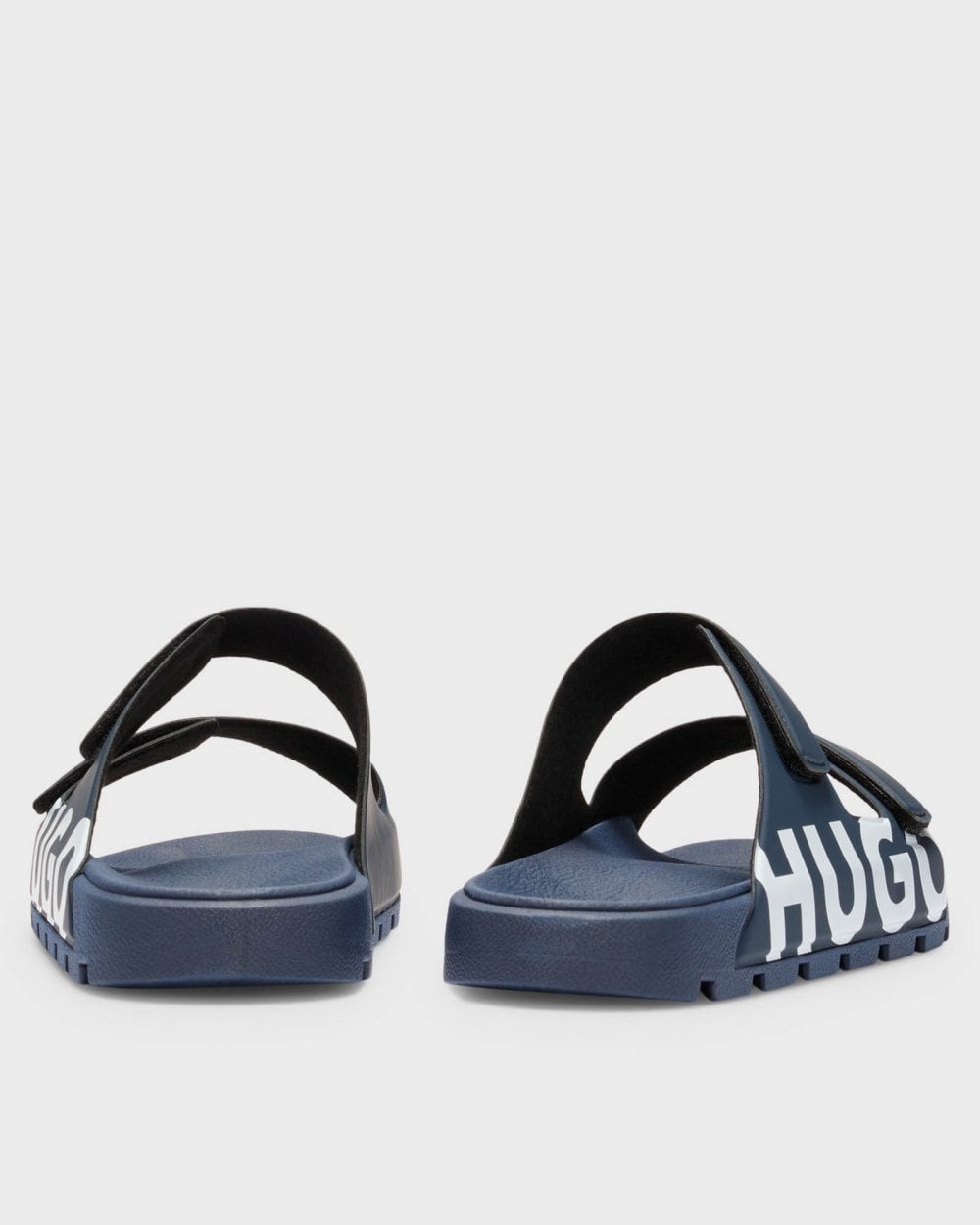HUGO Evander Mens Logo Sandals with Double Touch-Closure Straps - Navy 410