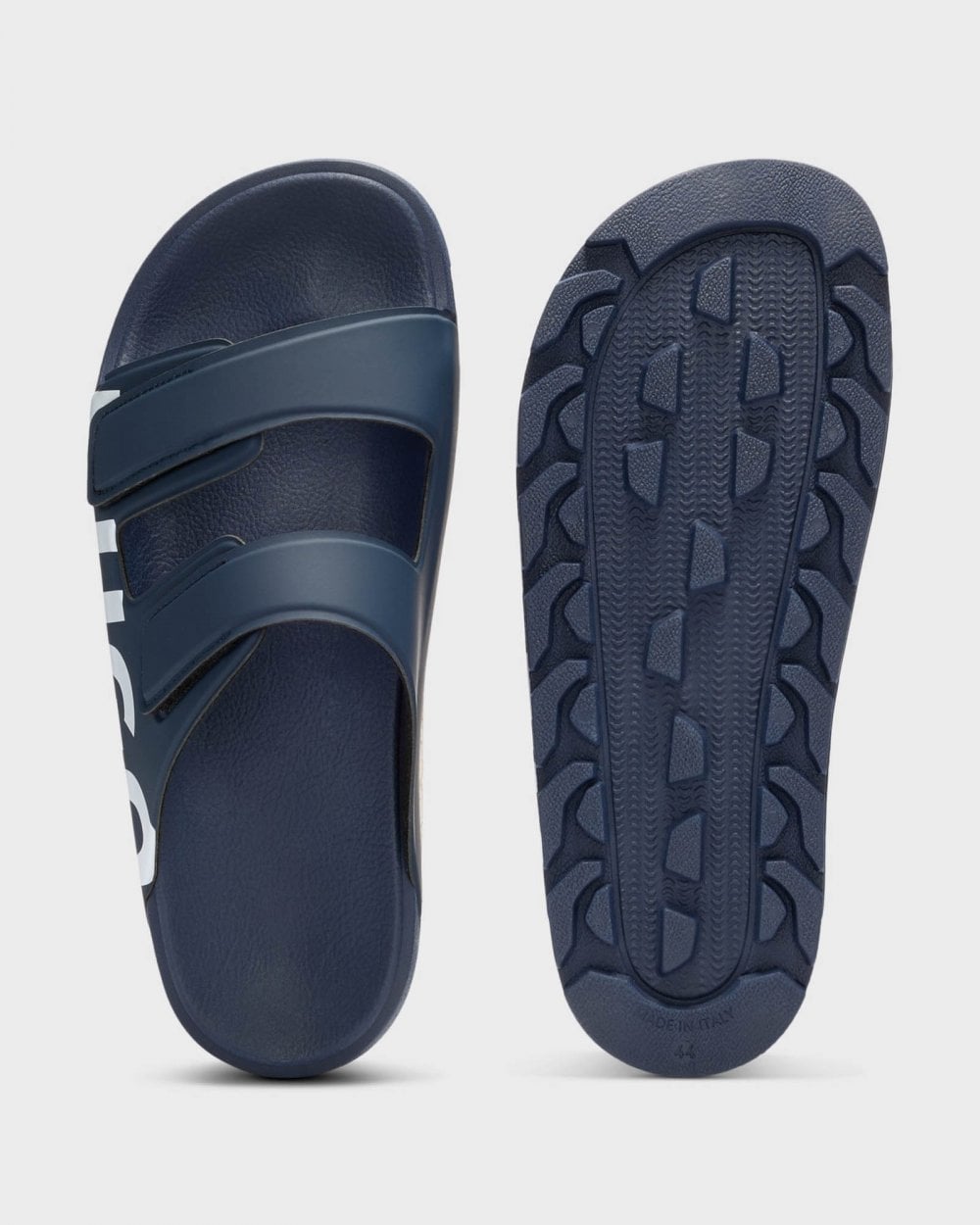 HUGO Evander Mens Logo Sandals with Double Touch-Closure Straps - Navy 410
