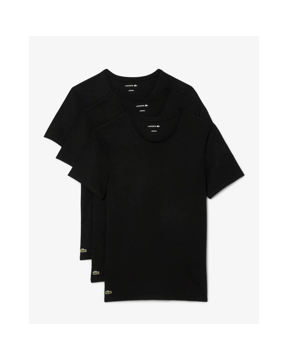 Lacoste Mens 3-Pack Plain Mens T-Shirts - Black 031