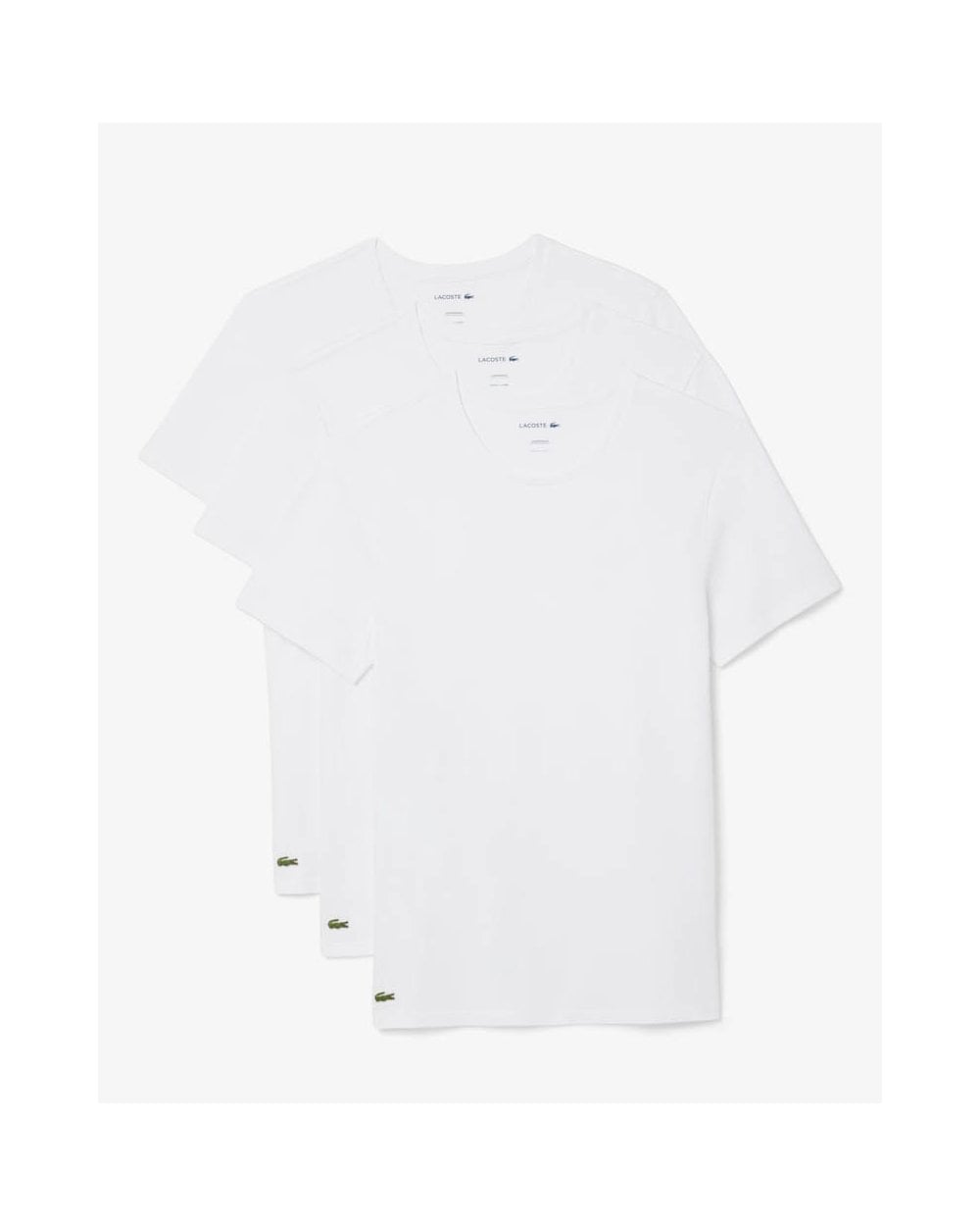 Lacoste Mens 3-Pack Plain Mens T-Shirts - White 001