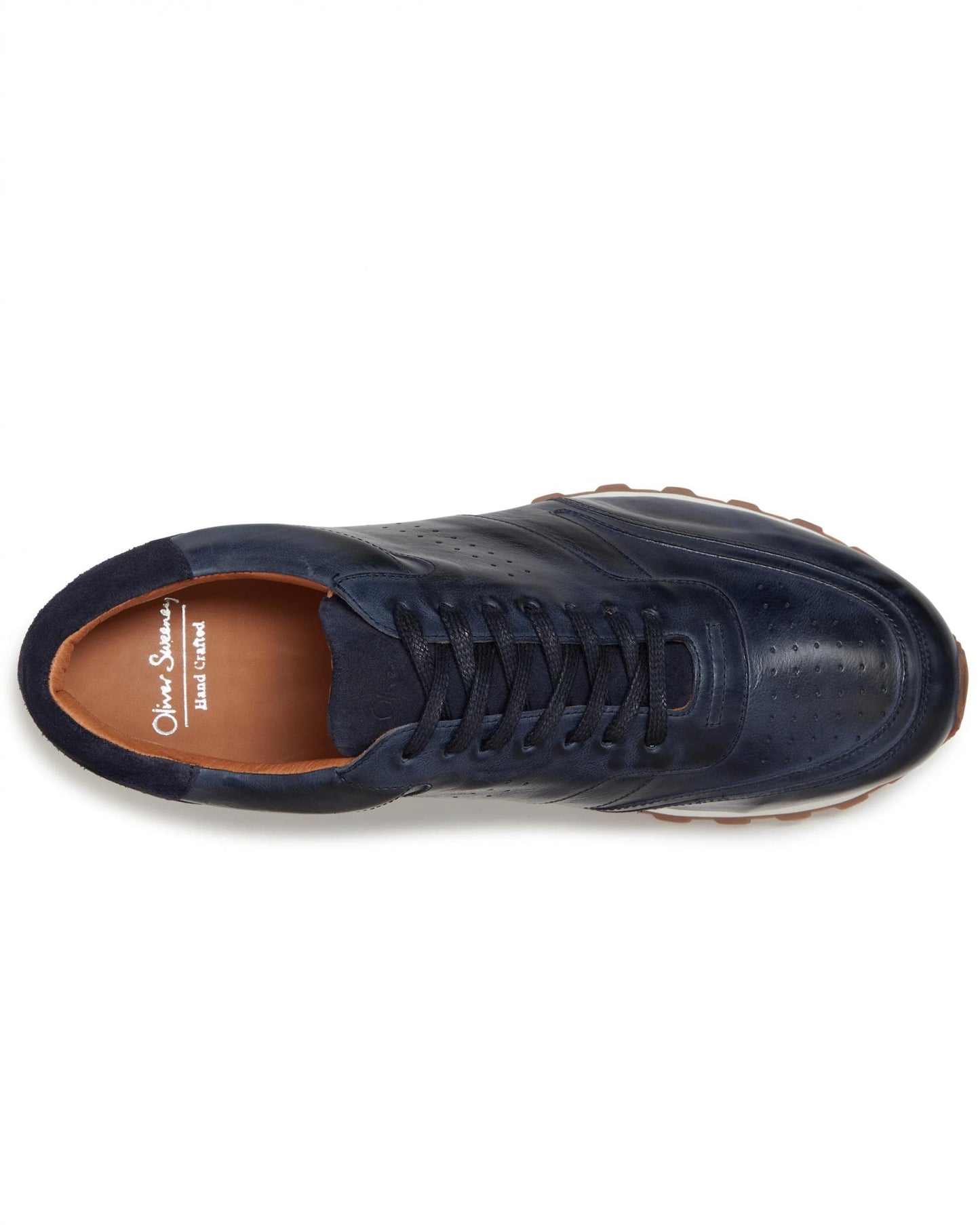 Oliver Sweeney Orjais Mens Hand Washed Calf Leather Trainers - Navy