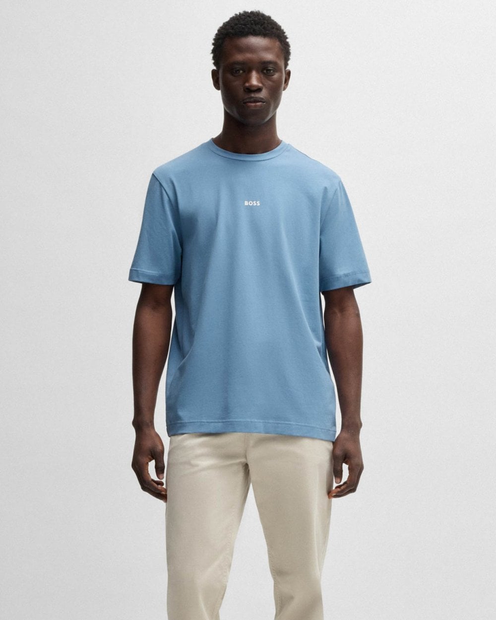 BOSS Orange TChup Mens Crew Neck Small Logo T-Shirt - Open Blue 462