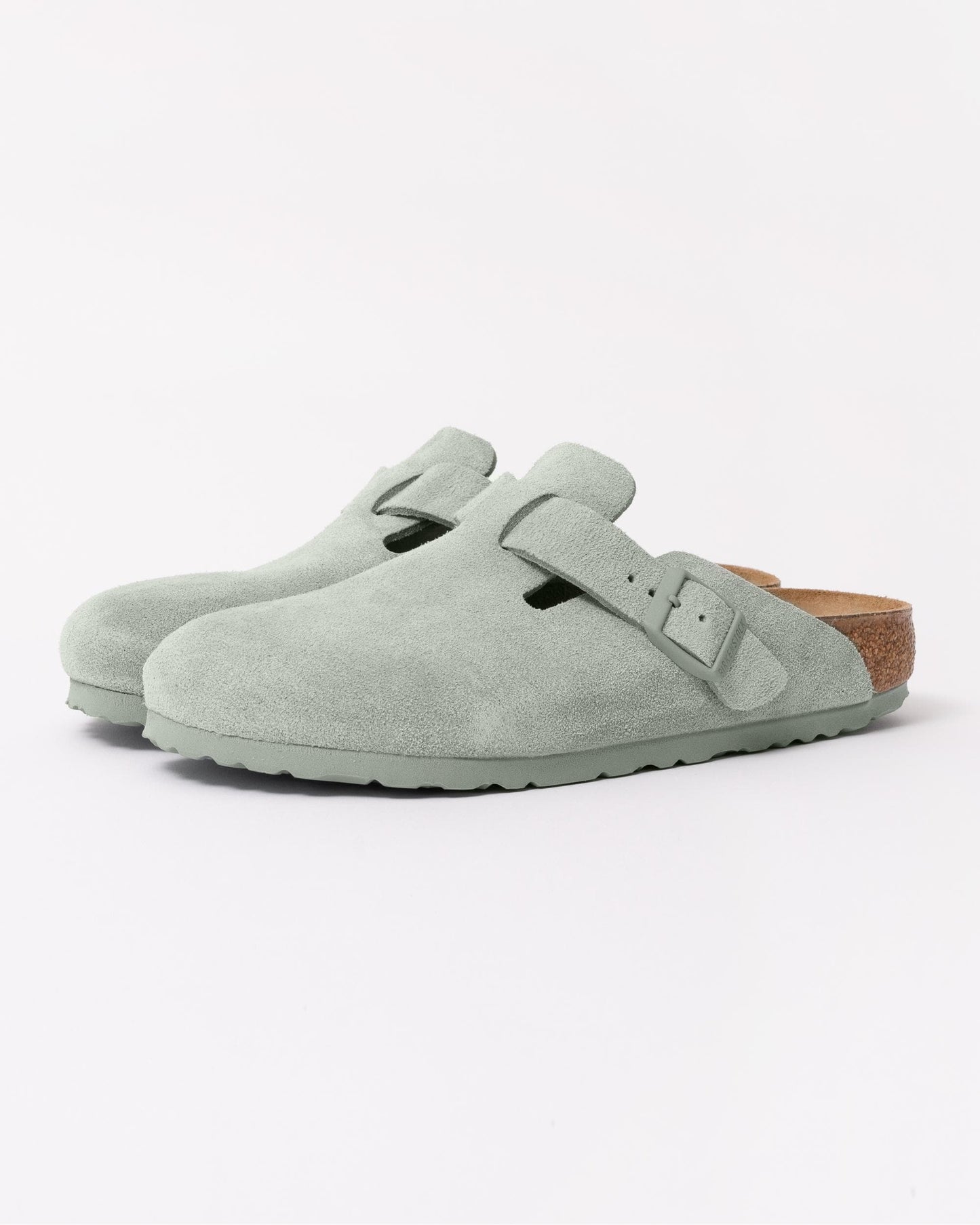 Birkenstock Boston Suede Leather Womens Clogs - Pure Sage