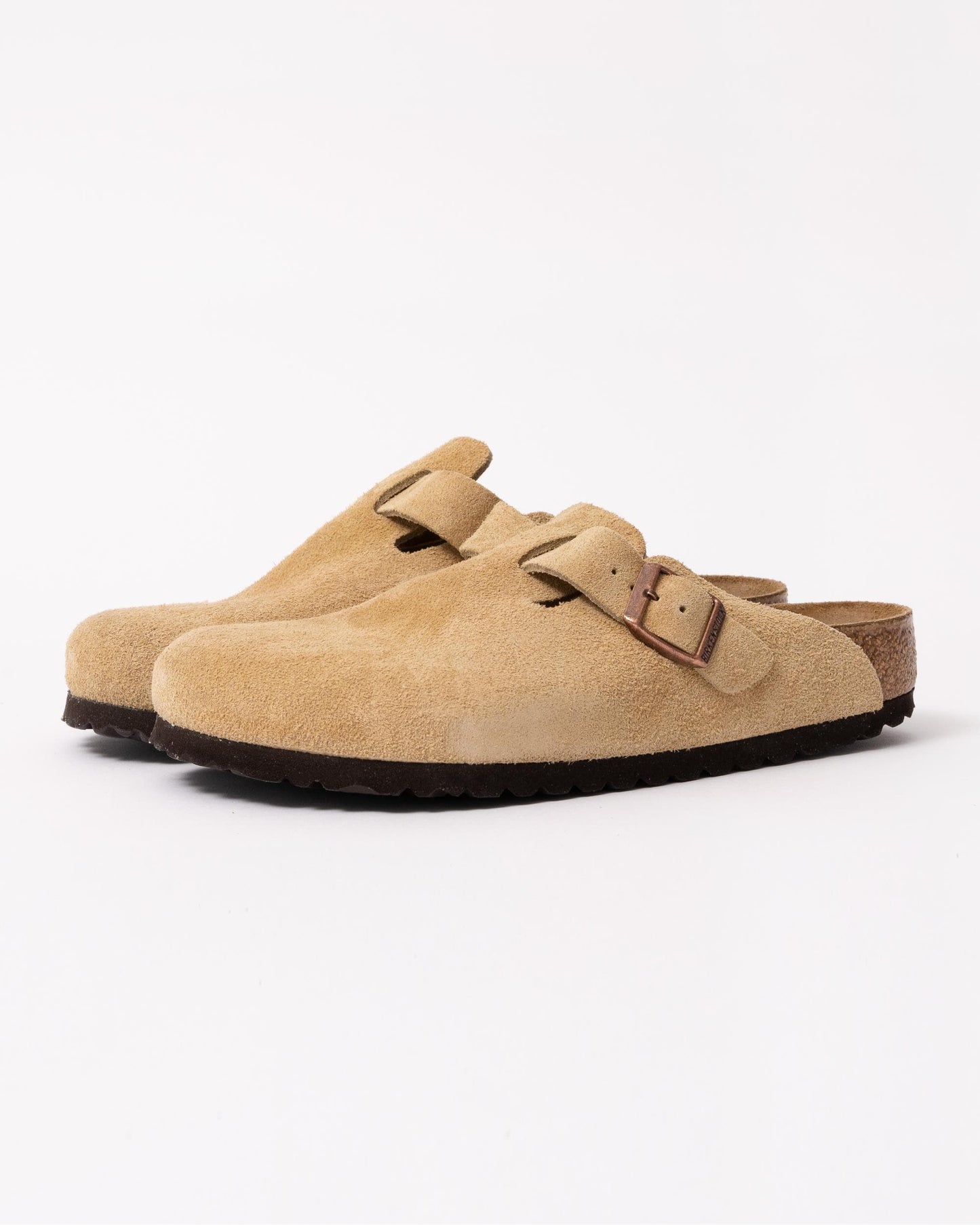 Birkenstock Boston Suede Leather Womens Clogs - Latte Cream