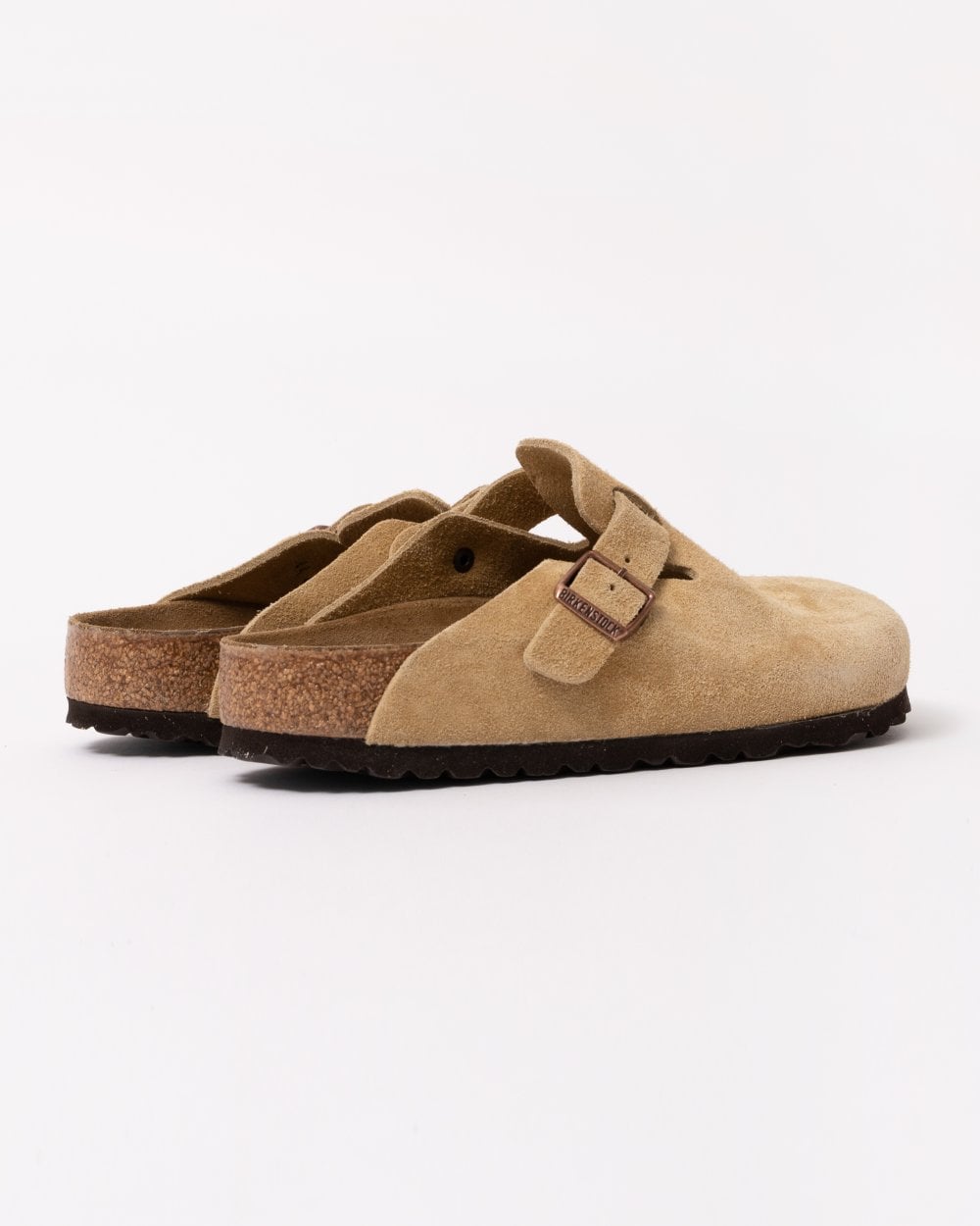 Birkenstock Boston Suede Leather Womens Clogs - Latte Cream
