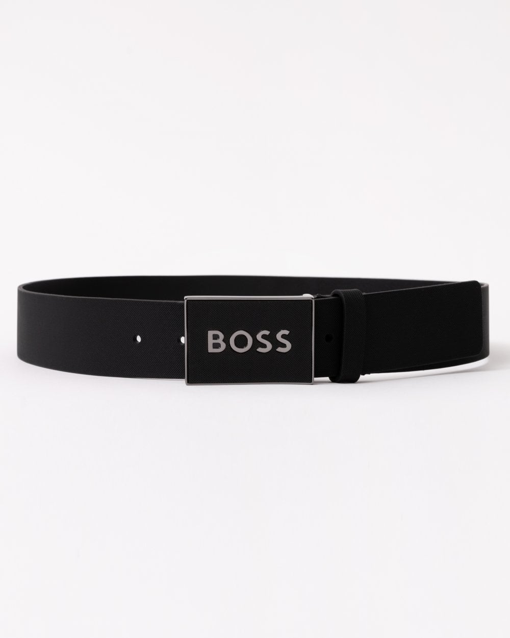 BOSS Orange Icon-S1 Mens Plaque-Buckle Belt In Italian Leather