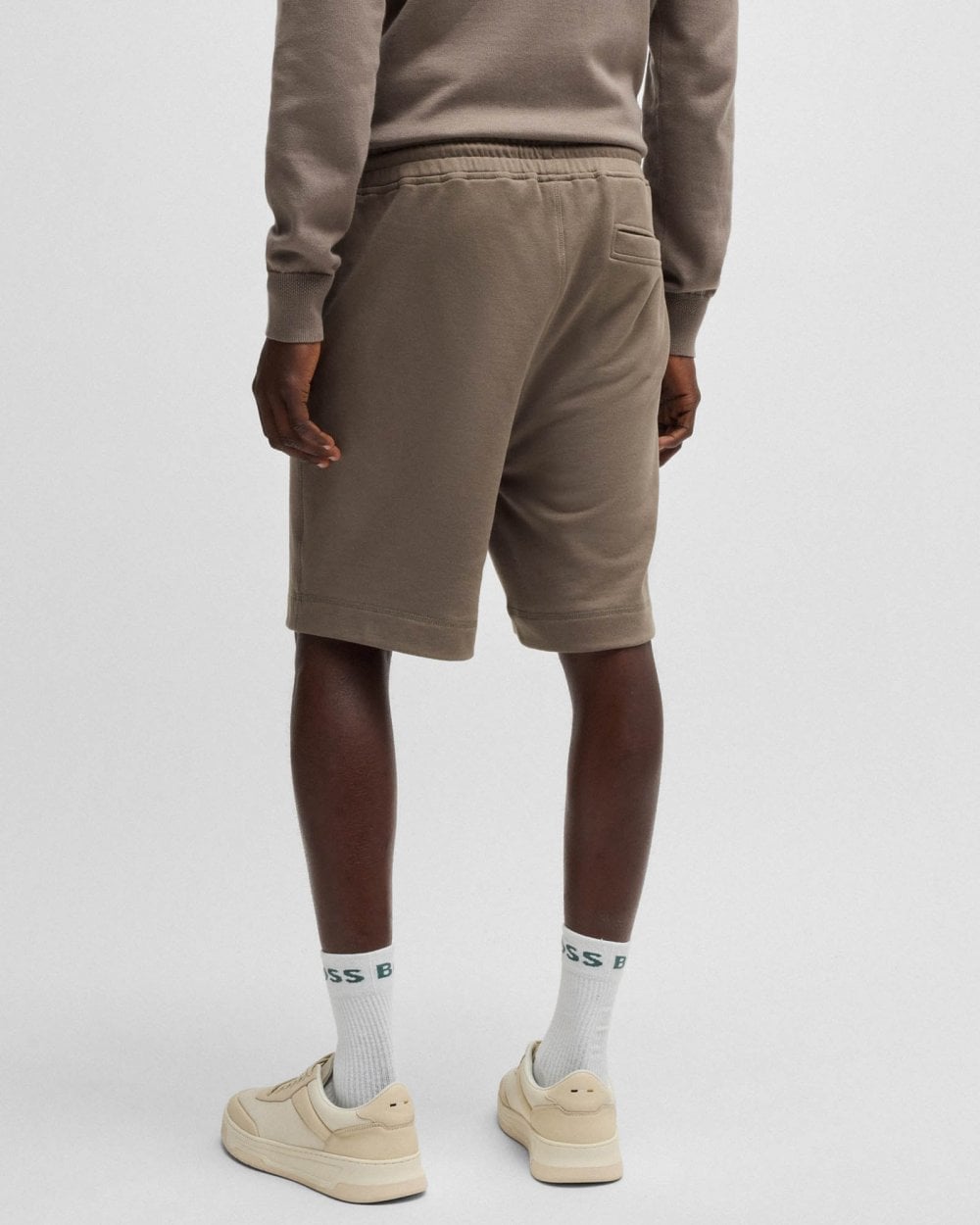 BOSS Orange Sewalk Mens Cotton-Terry Shorts With Logo Badge - Open Beige 294