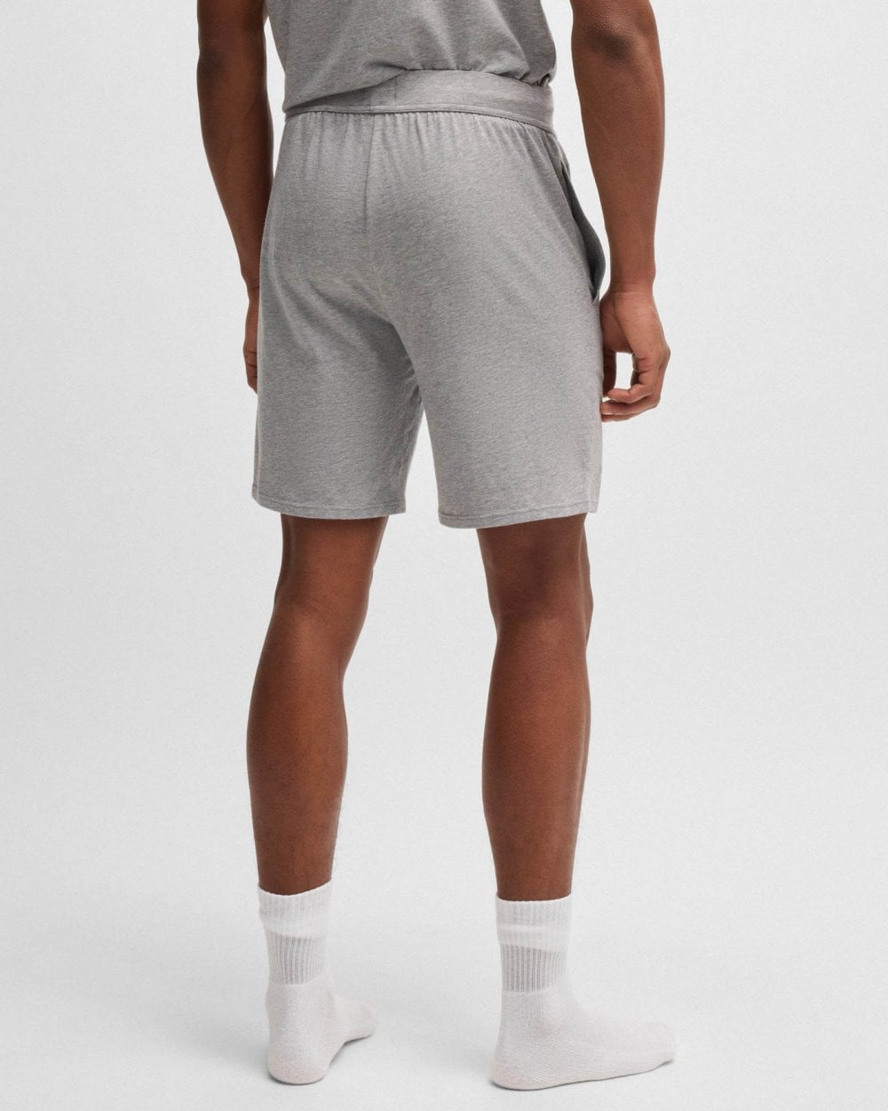 BOSS Orange Unique Mens Stretch-Cotton Pyjama Shorts with Logo Print - Medium Grey 033