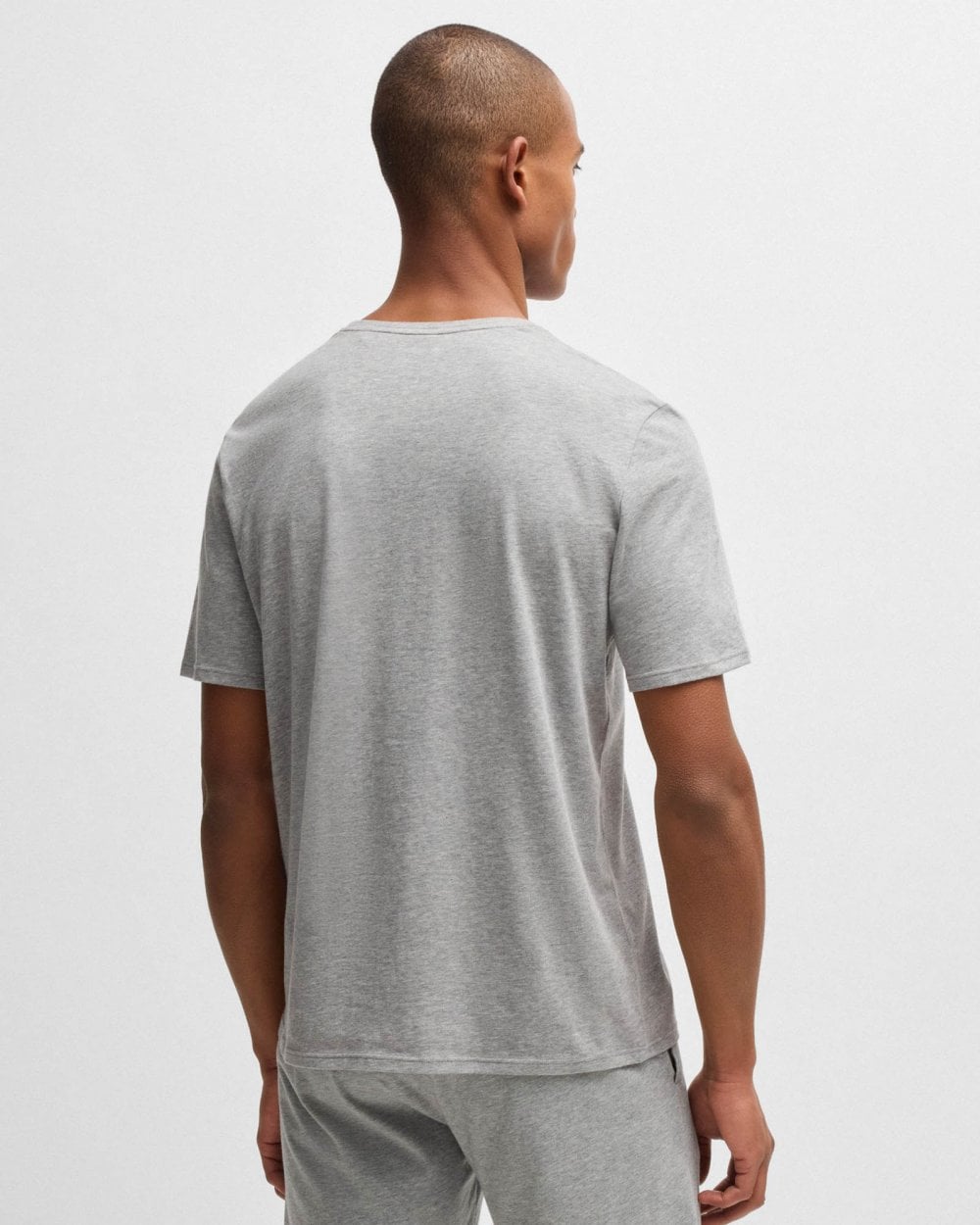 BOSS Orange Unique Mens Stretch-Cotton Pyjama T-Shirt with Logo Print - Medium Grey 033