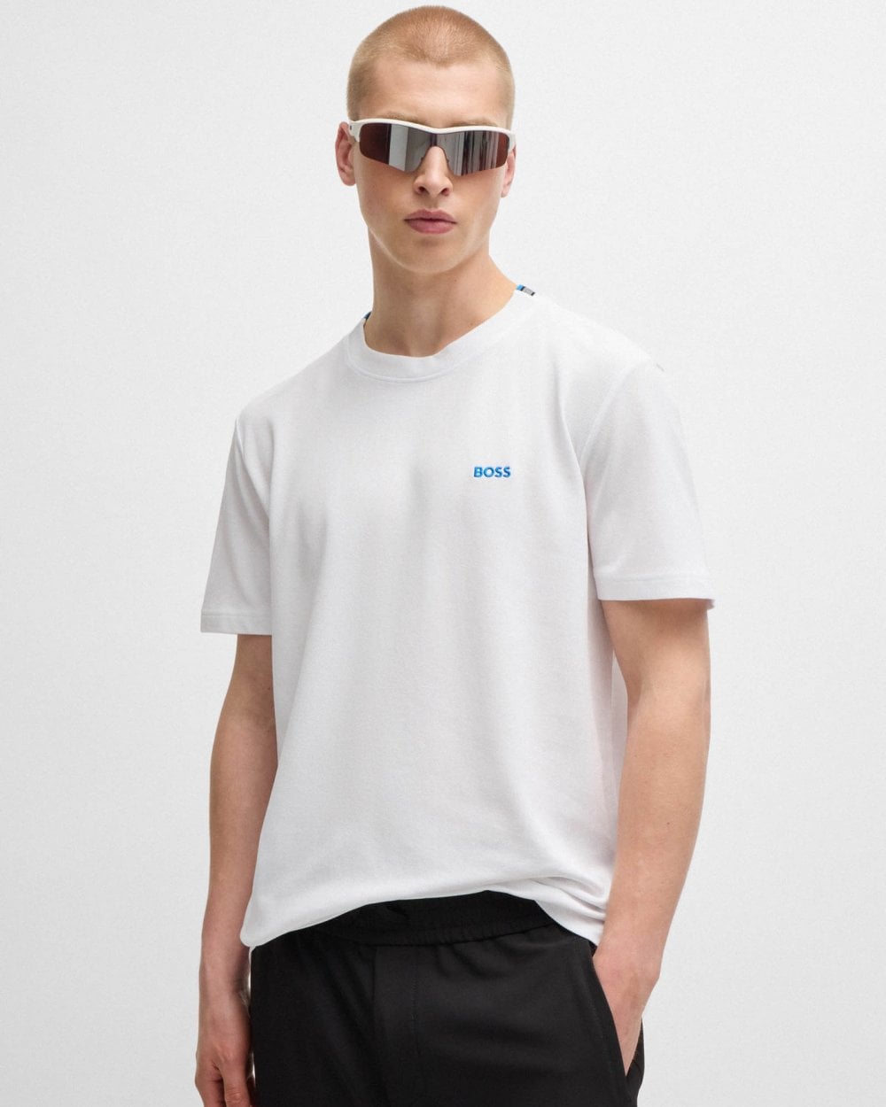 BOSS Green Taddy Mens Cotton Piqué T-Shirt with Oxford-Jacquard Back Collar