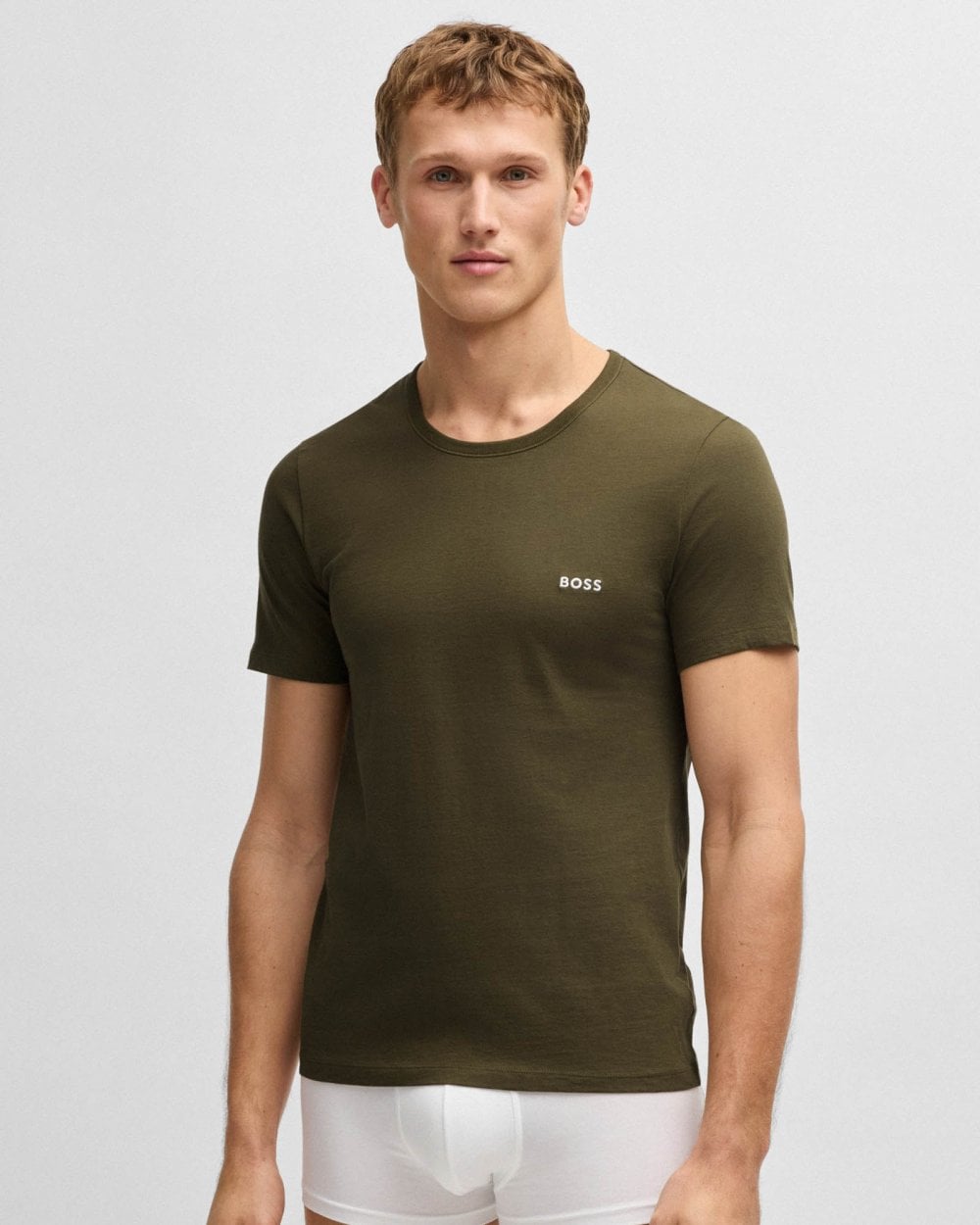 BOSS Orange RN Classic 3-Pack Mens T-Shirts - White/Green/Grey 967