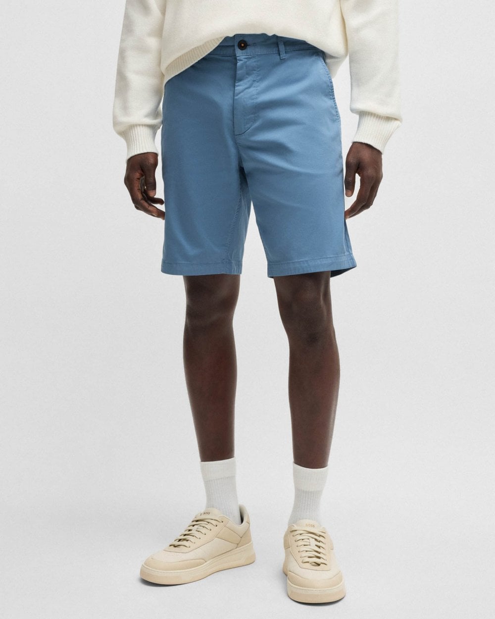 BOSS Orange Mens Slim Fit Chino Shorts in Stretch Cotton Twill - Open Blue 462