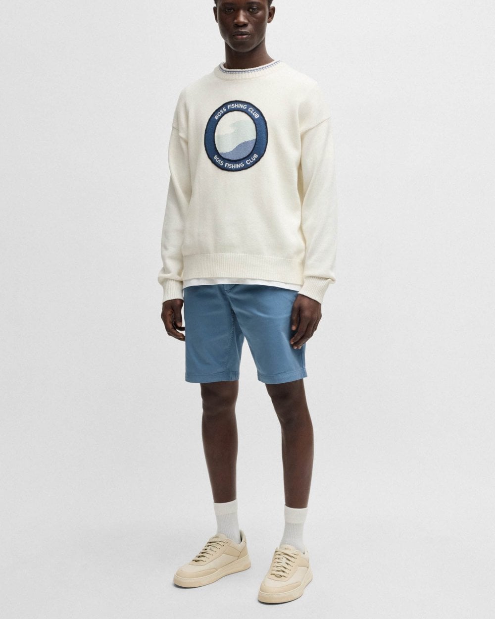 BOSS Orange Mens Slim Fit Chino Shorts in Stretch Cotton Twill - Open Blue 462