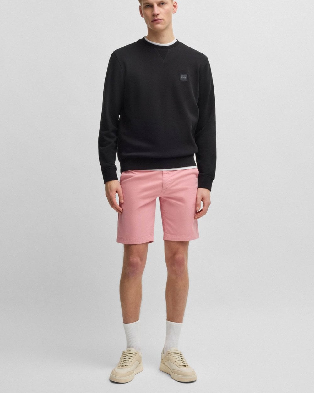 BOSS Orange Mens Slim Fit Chino Shorts in Stretch Cotton Twill - Open Pink 694