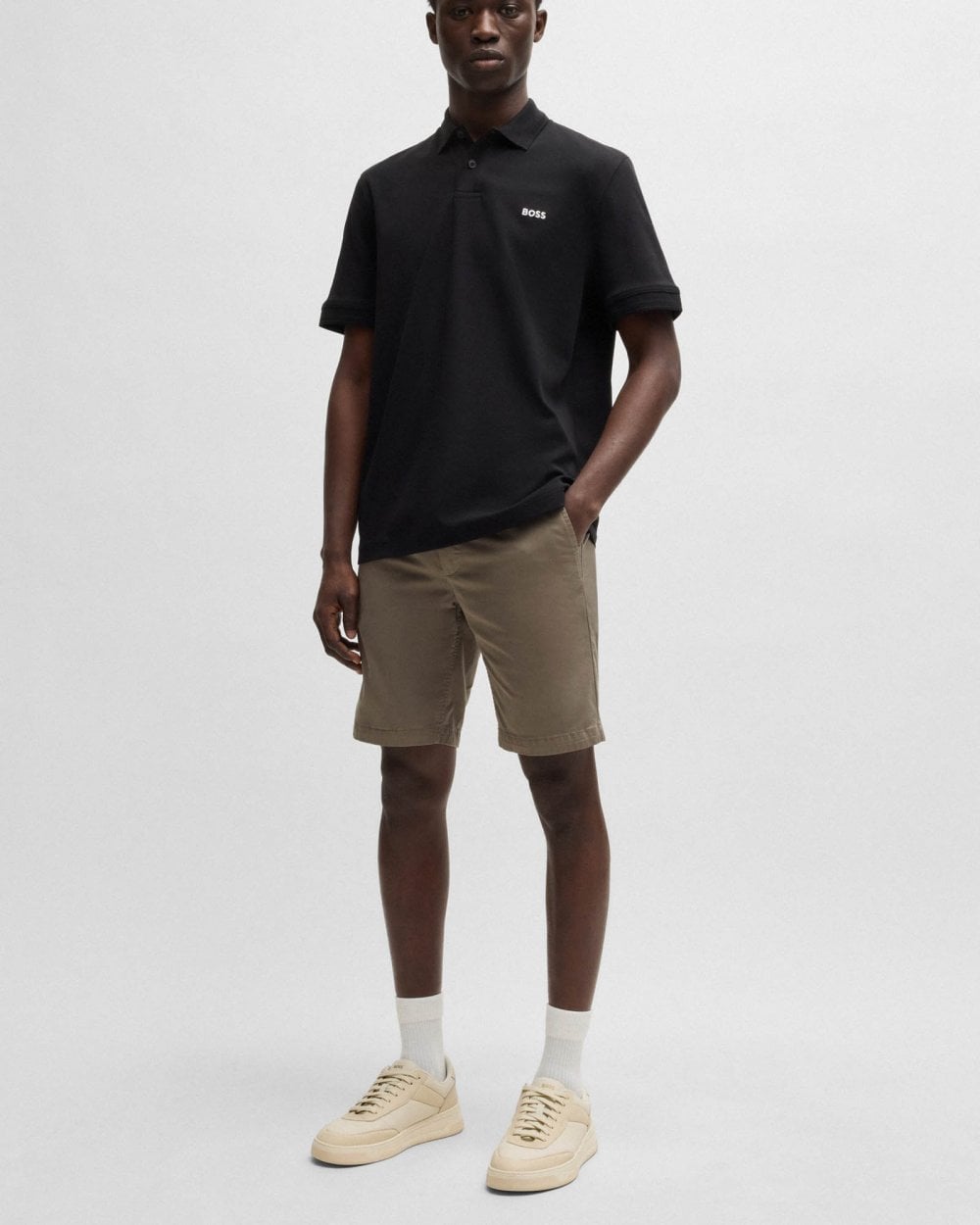 BOSS Orange Mens Slim Fit Chino Shorts in Stretch Cotton Twill - Open Beige 294