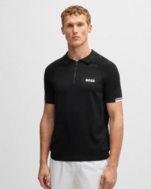 BOSS Green BOSS Green K-Perform Max Mens Active Slim-Fit Knit Polo with Zip Placket