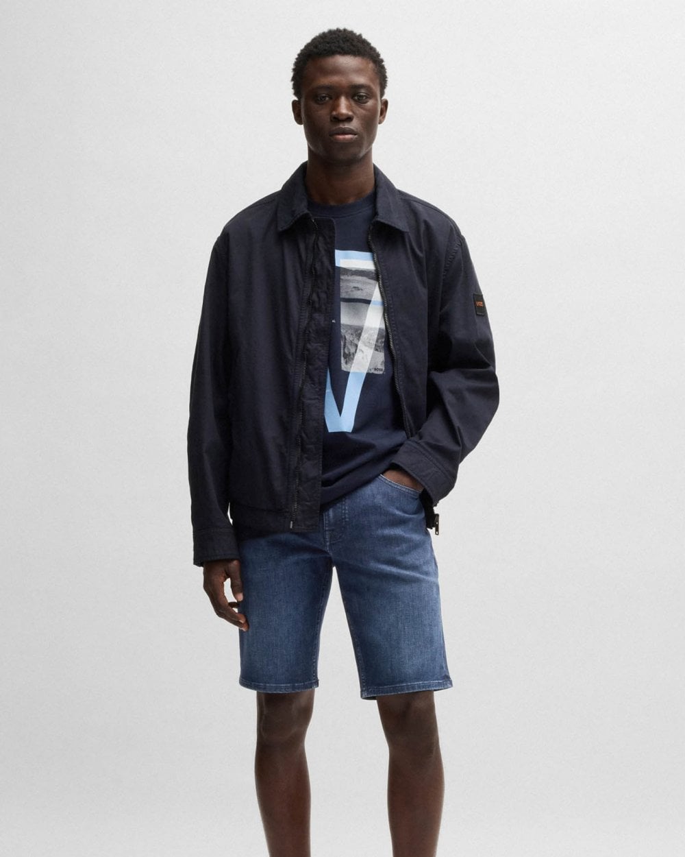 BOSS Orange BOSS Orange Delaware Mens Slim-Fit Shorts in Blue Soft-Motion Denim