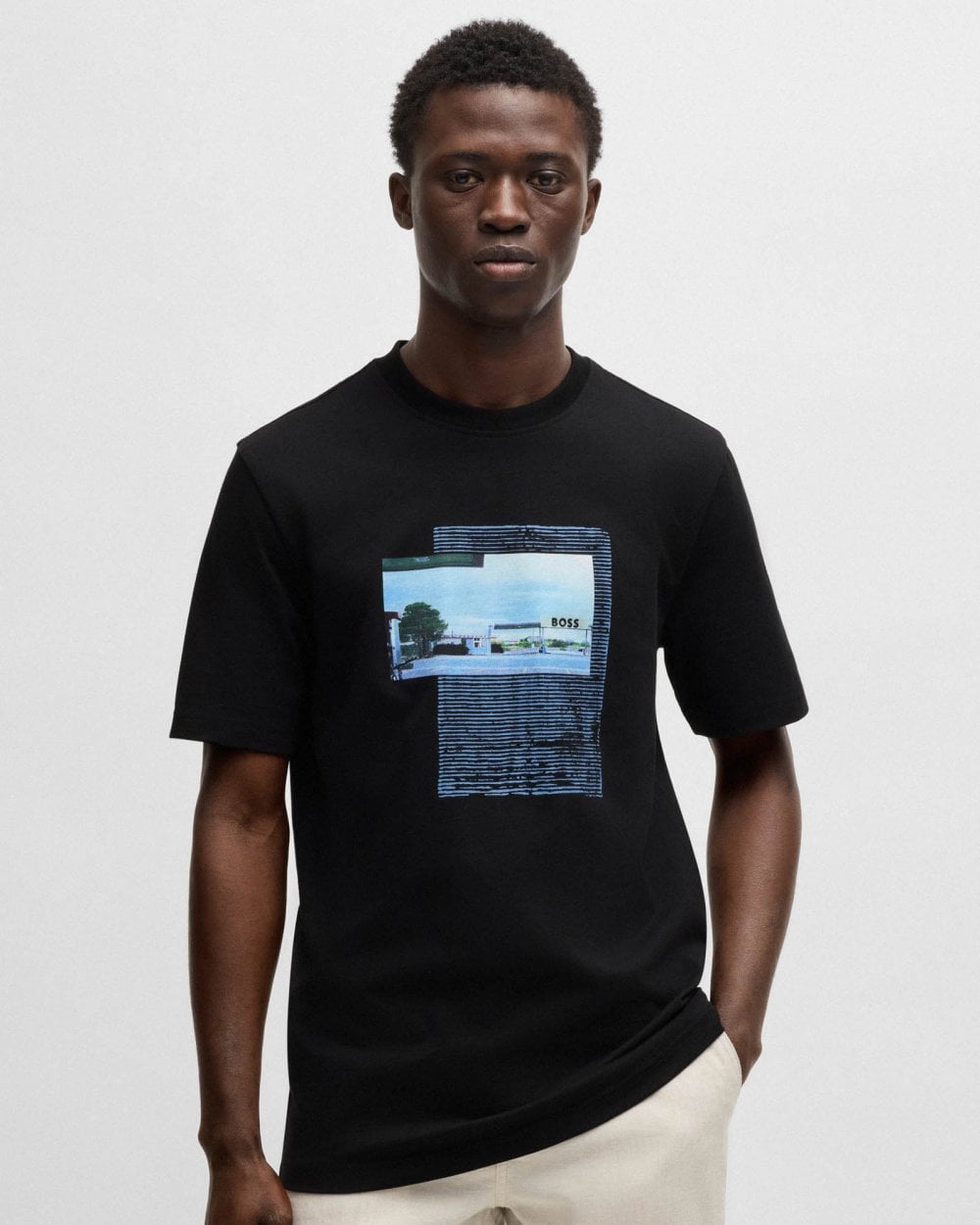 BOSS Orange Ontheway Mens Graphic Print T-Shirt - Black 001