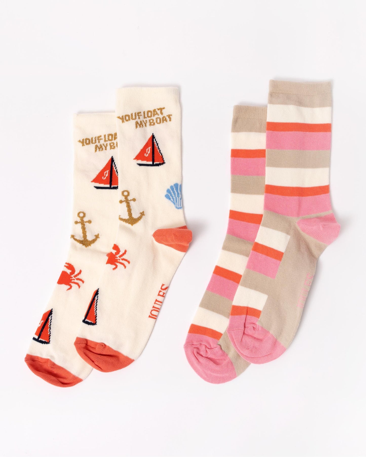 Joules Everyday 2 Pack Womens Socks - You Float My Boat