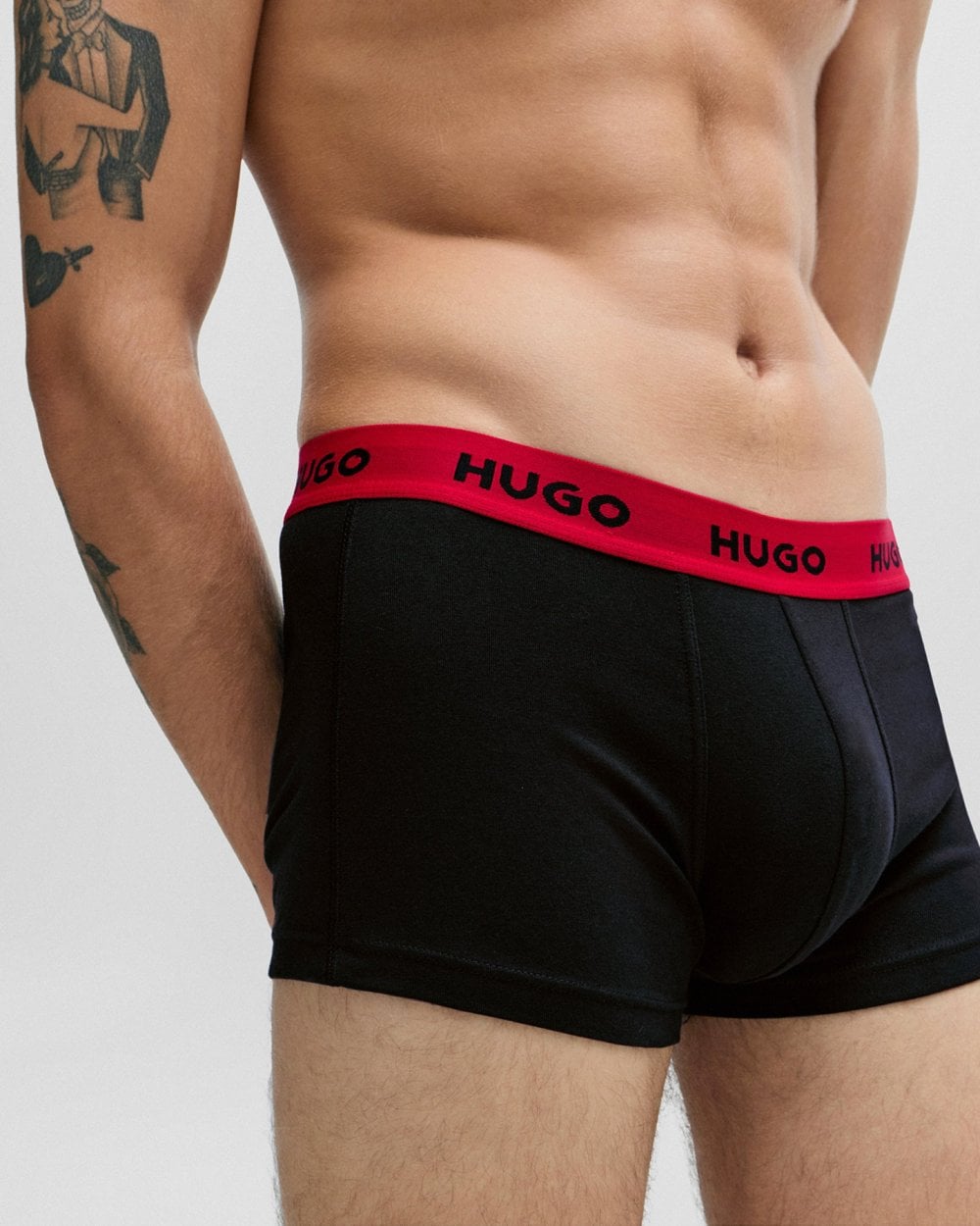 HUGO Triple Pack Mens Trunks - Red/White/Black 972