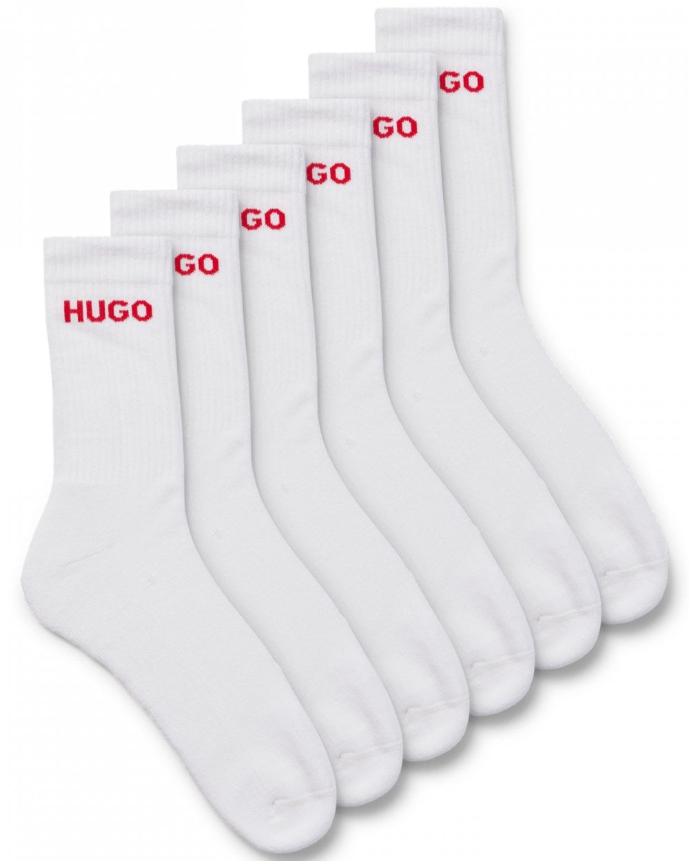 HUGO 6 Pack QS Rib Logo Mens Combed Cotton Socks NOS