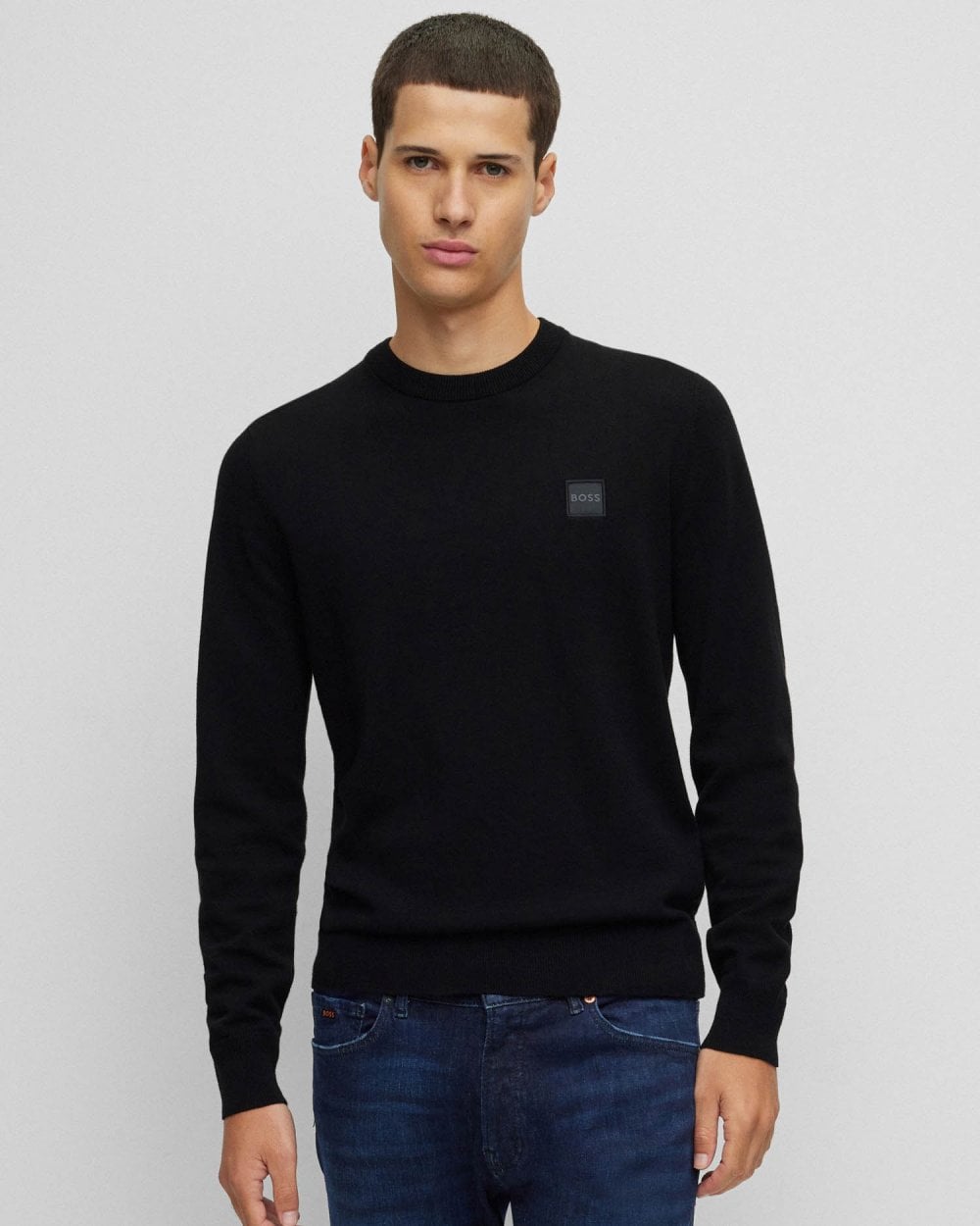 BOSS Orange Kanovano Mens Cotton-Cashmere Crew Neck Sweater