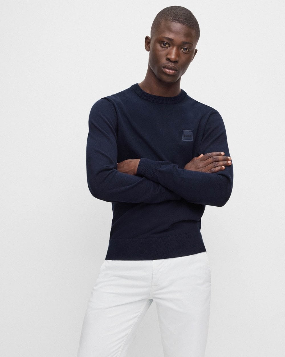 BOSS Orange Kanovano Mens Cotton-Cashmere Crew Neck Sweater
