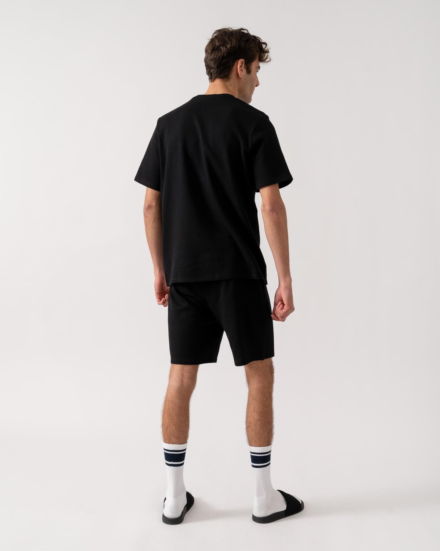 BOSS Orange Waffle Mens Cotton Blend Waffle Structure Pyjama Shorts with Embroidered Logo NOS - Black 001