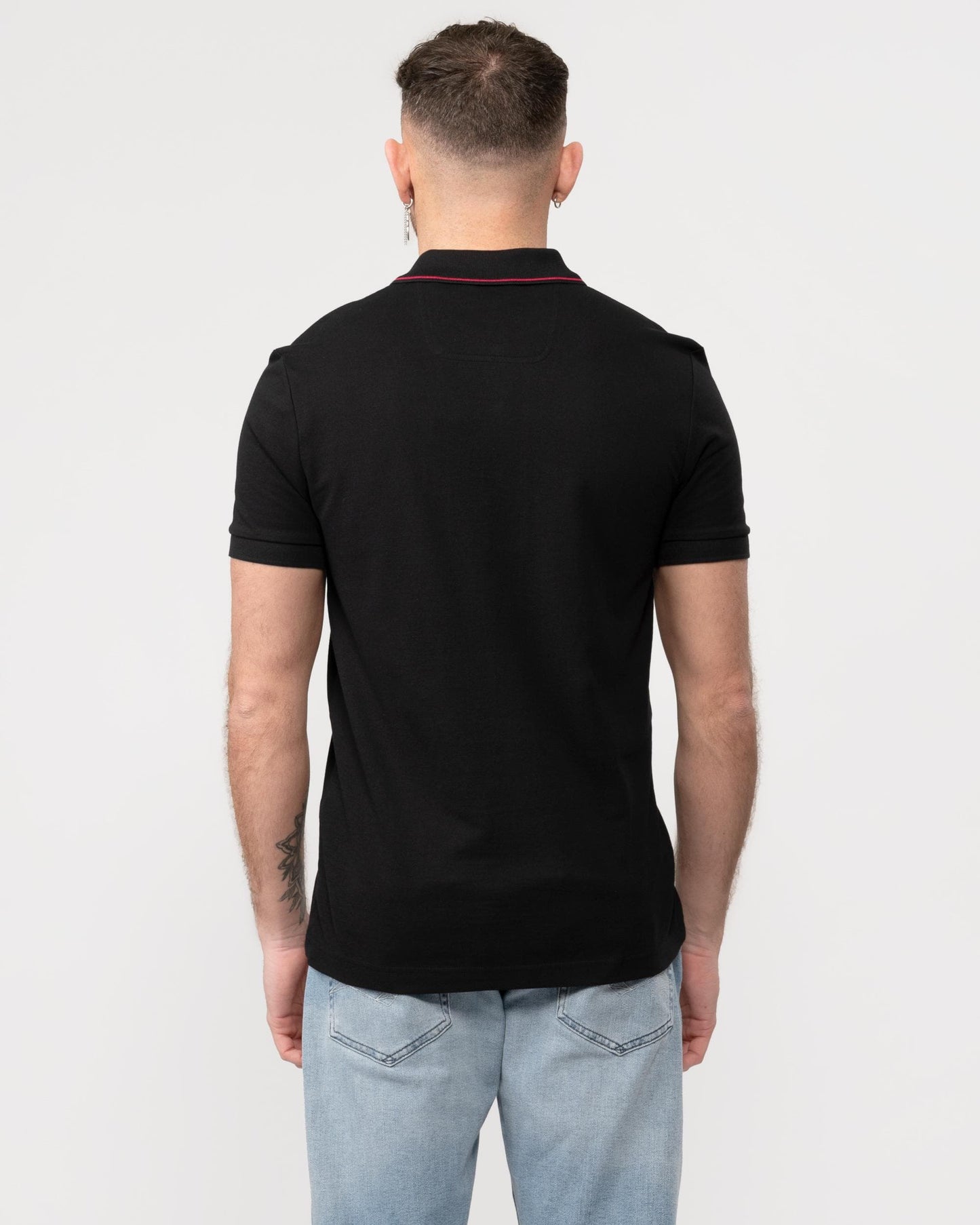 BOSS Green Paule 4 Mens Tipped Collar Polo Shirt - Black 001