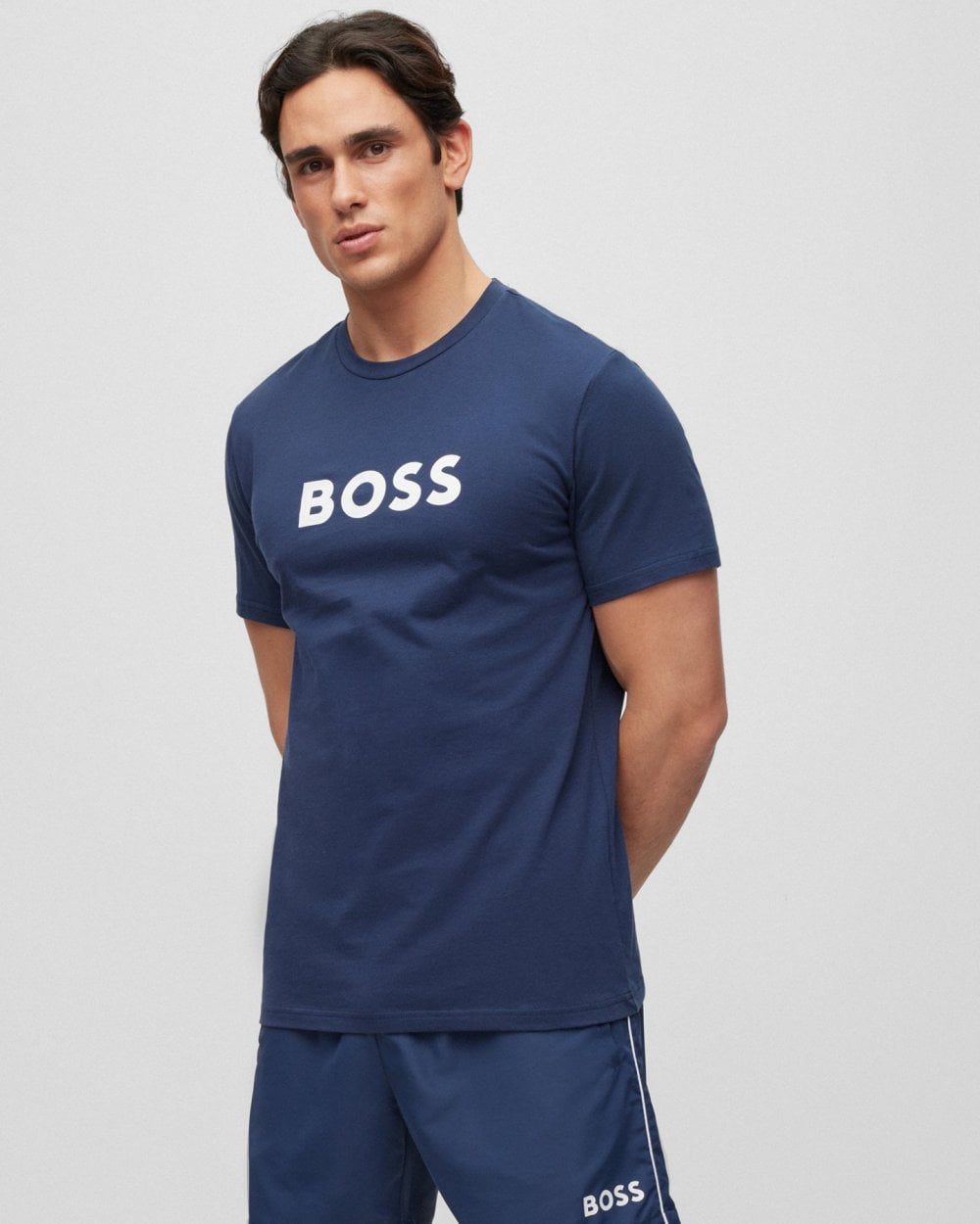 BOSS Orange RN Mens Relaxed Fit T-Shirt With Contrast Logo - Navy 413