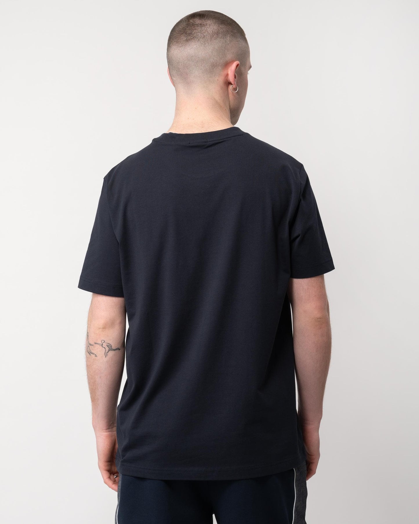 BOSS Green Tee Mens Stretch Cotton T-Shirt with Contrast Logo - Dark Blue 403