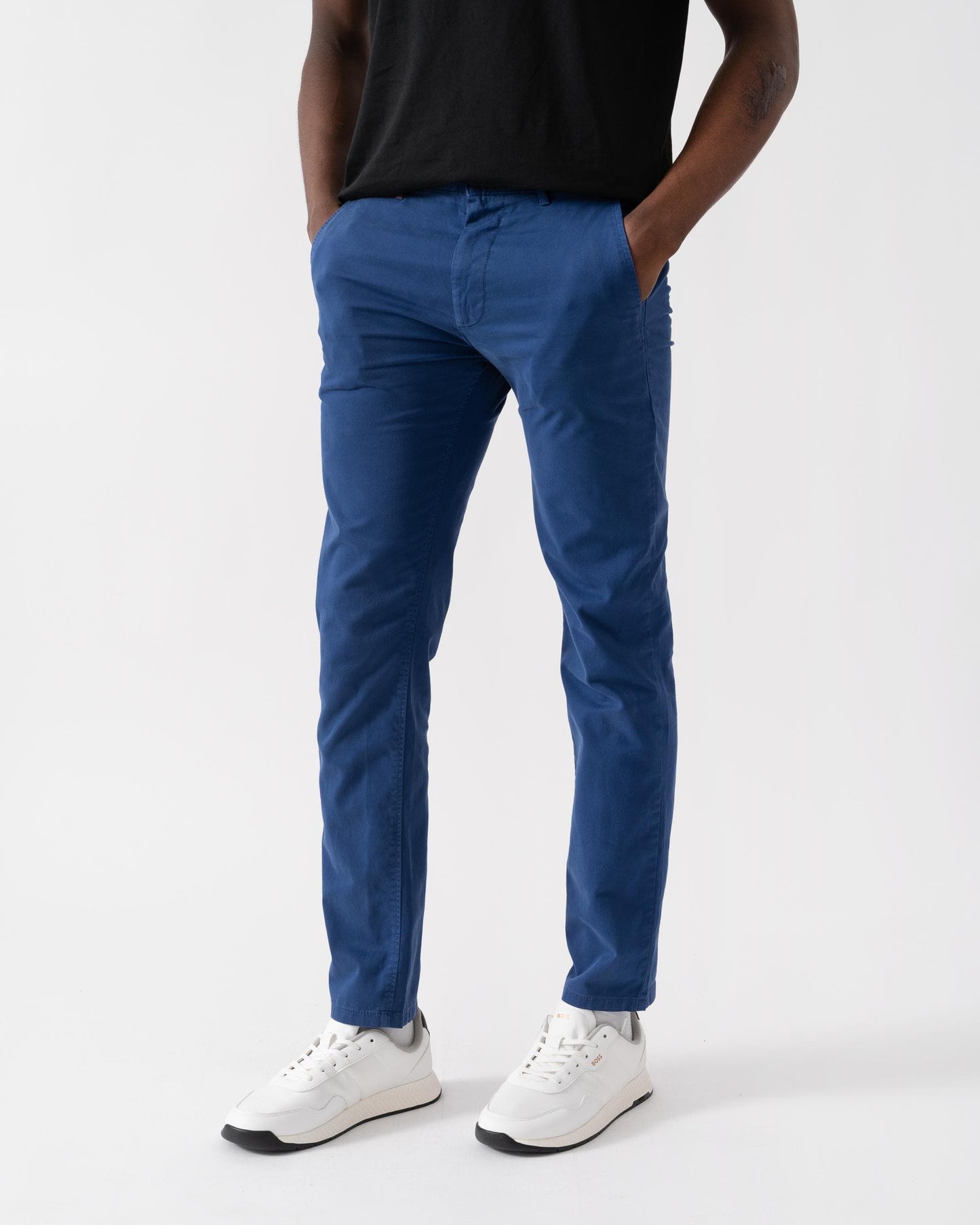 BOSS Orange Mens Slim Fit Chinos in Stretch-Cotton Satin - Open Blue 494