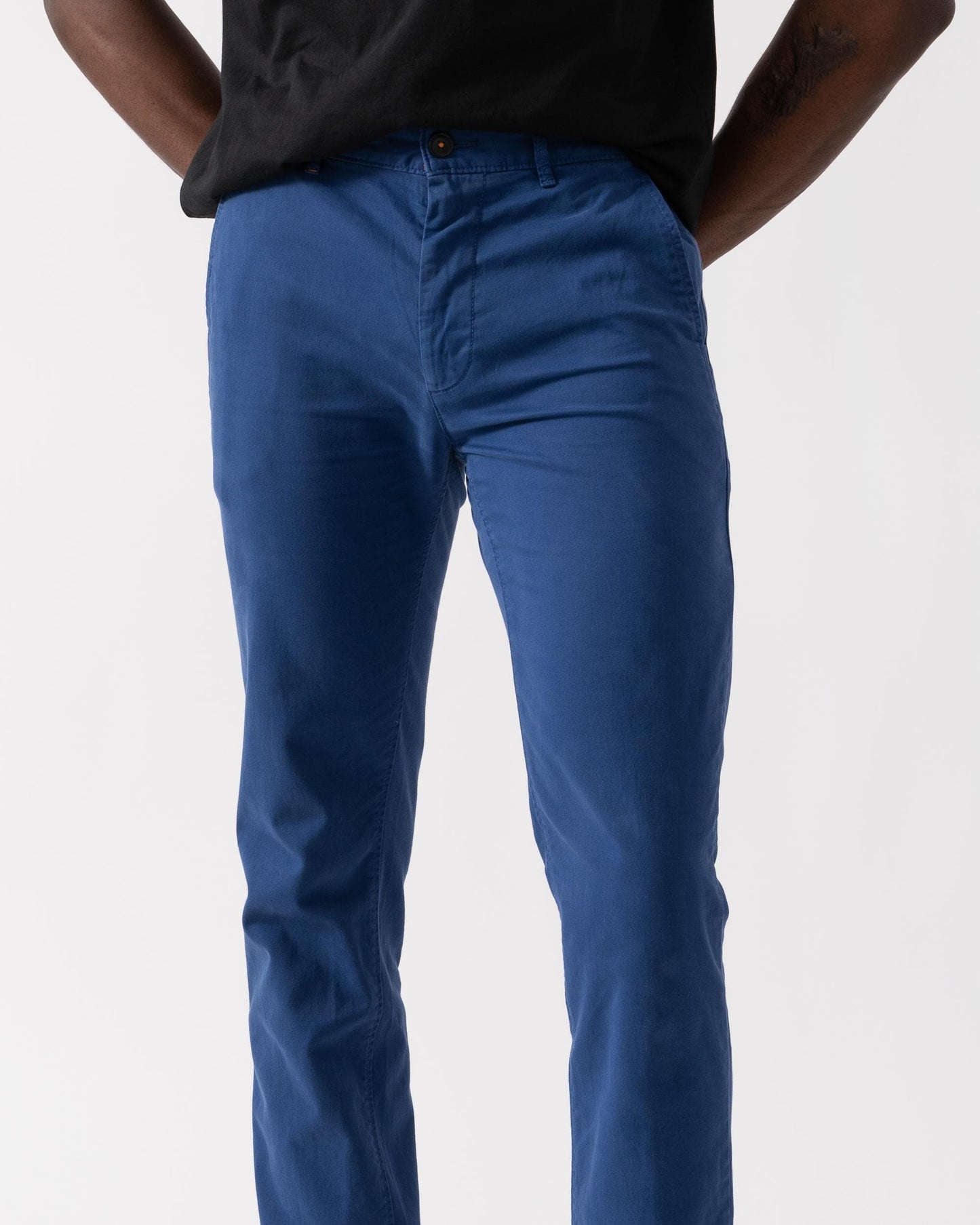BOSS Orange Mens Slim Fit Chinos in Stretch-Cotton Satin - Open Blue 494